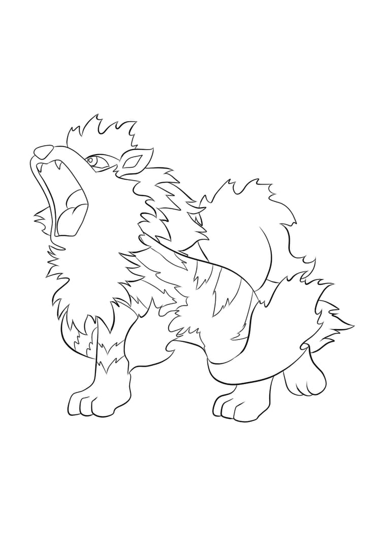 Arcanine coloring page (A4) to print