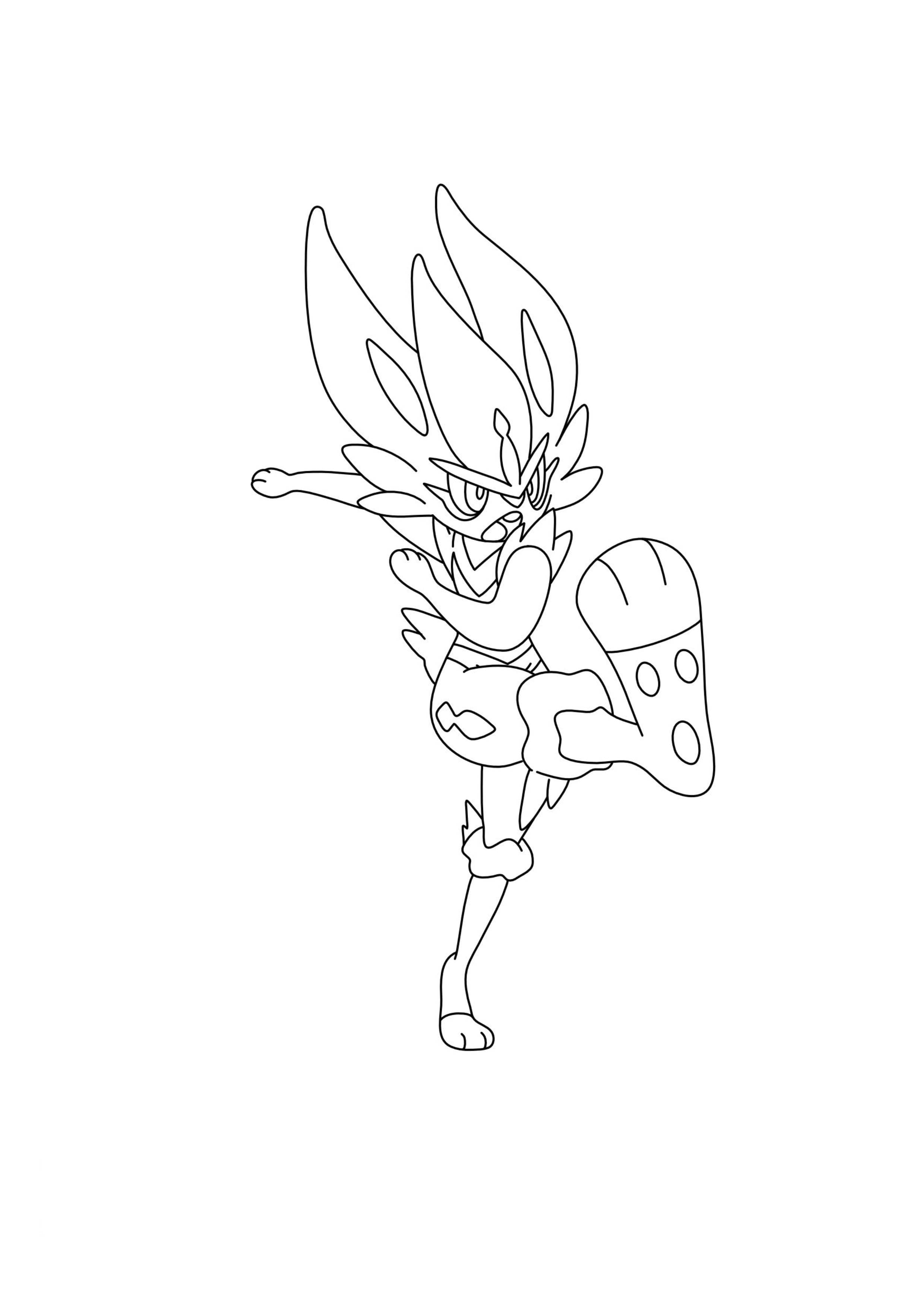 Cinderace coloring page (A4) to print