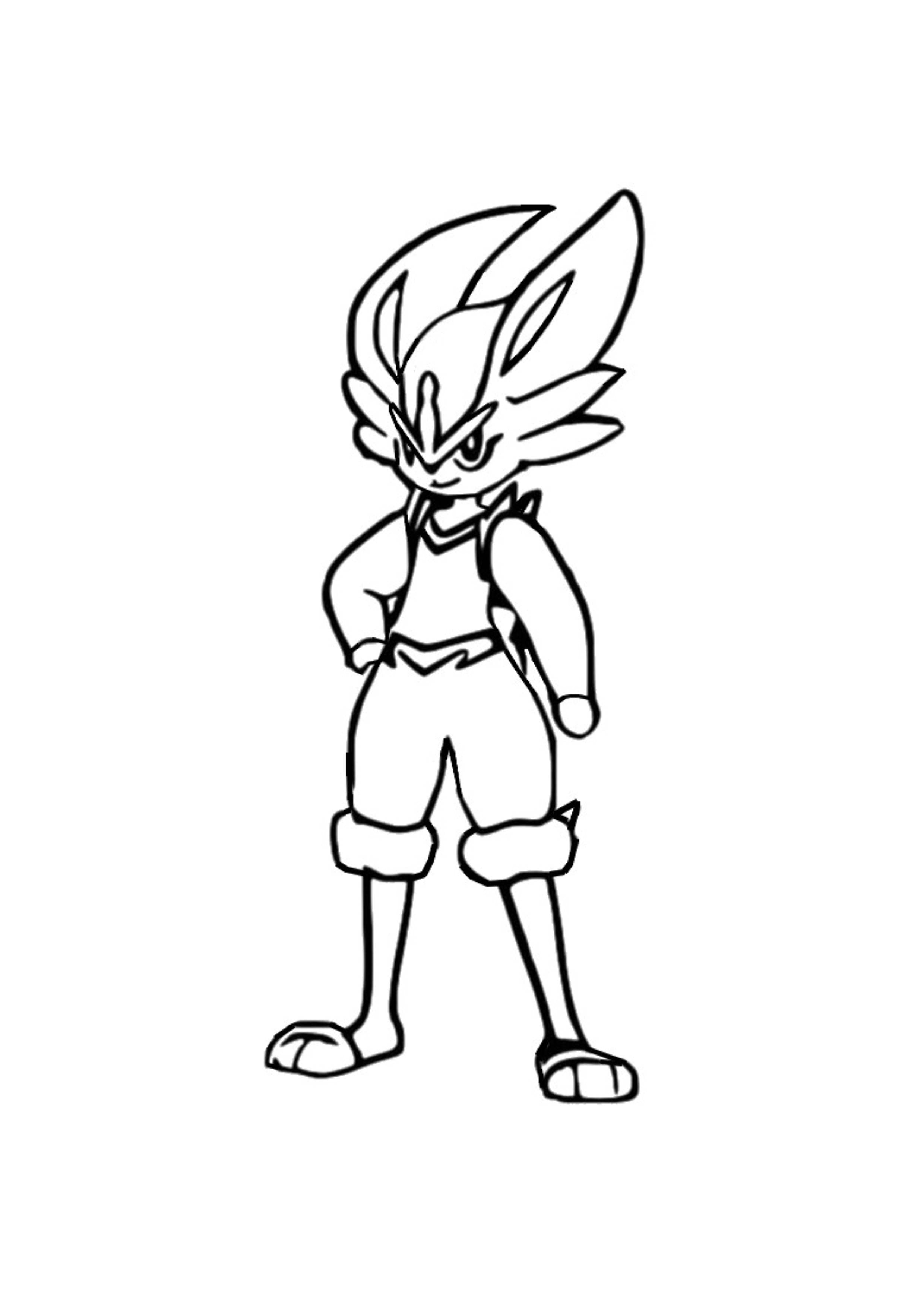 Cinderace coloring page (A4) to print