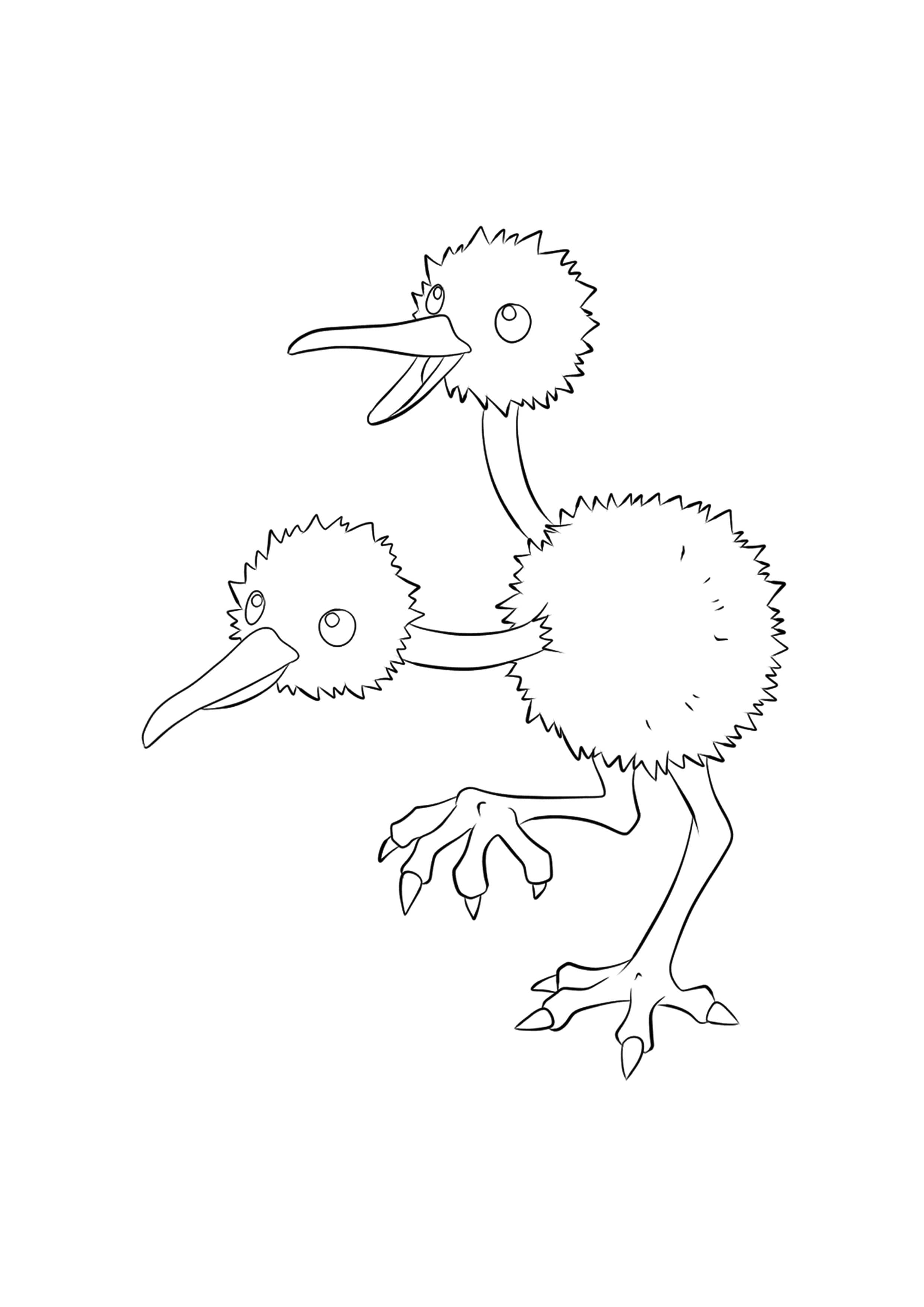 Doduo coloring page (A4) to print