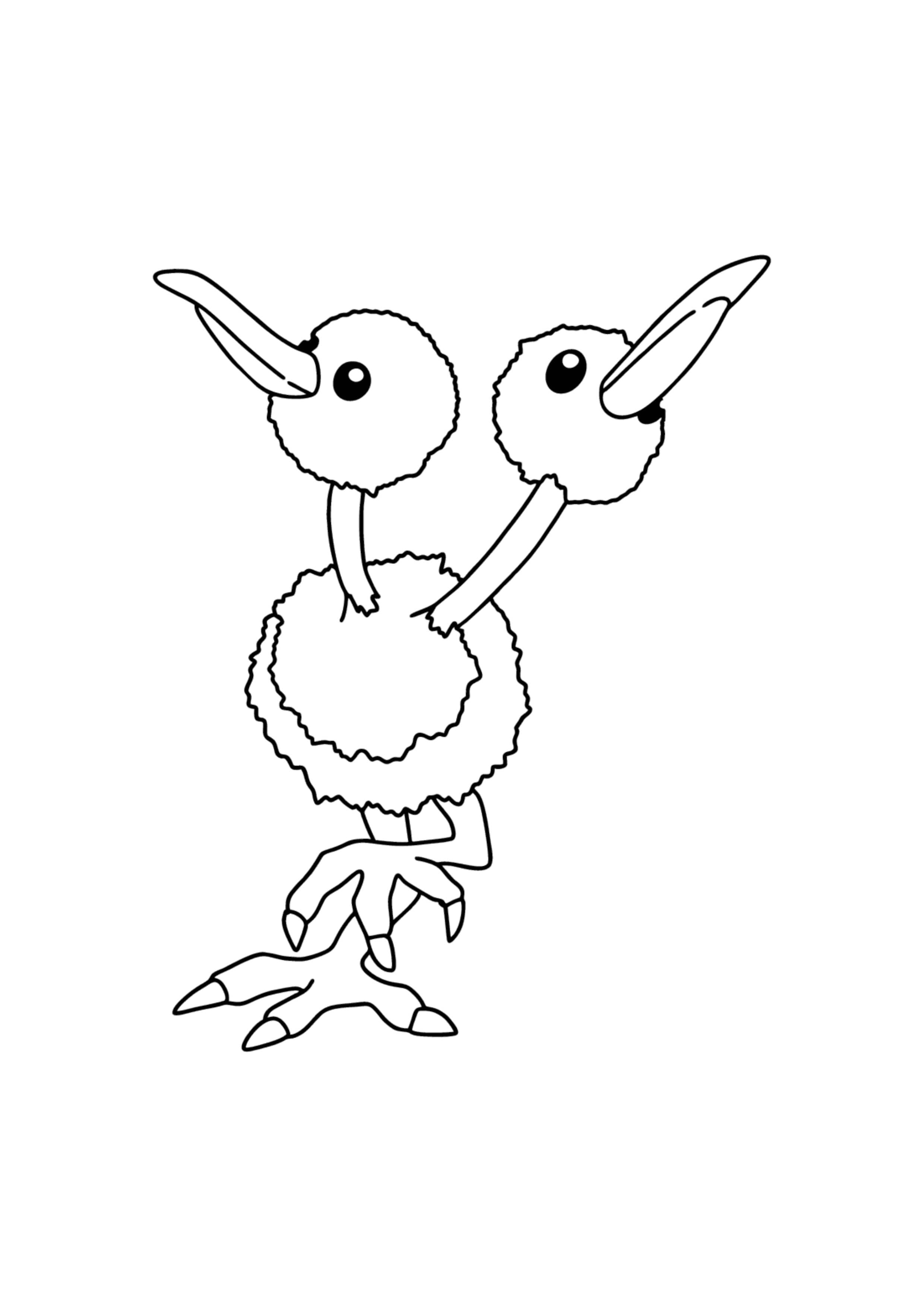 Doduo coloring page (A4) to print
