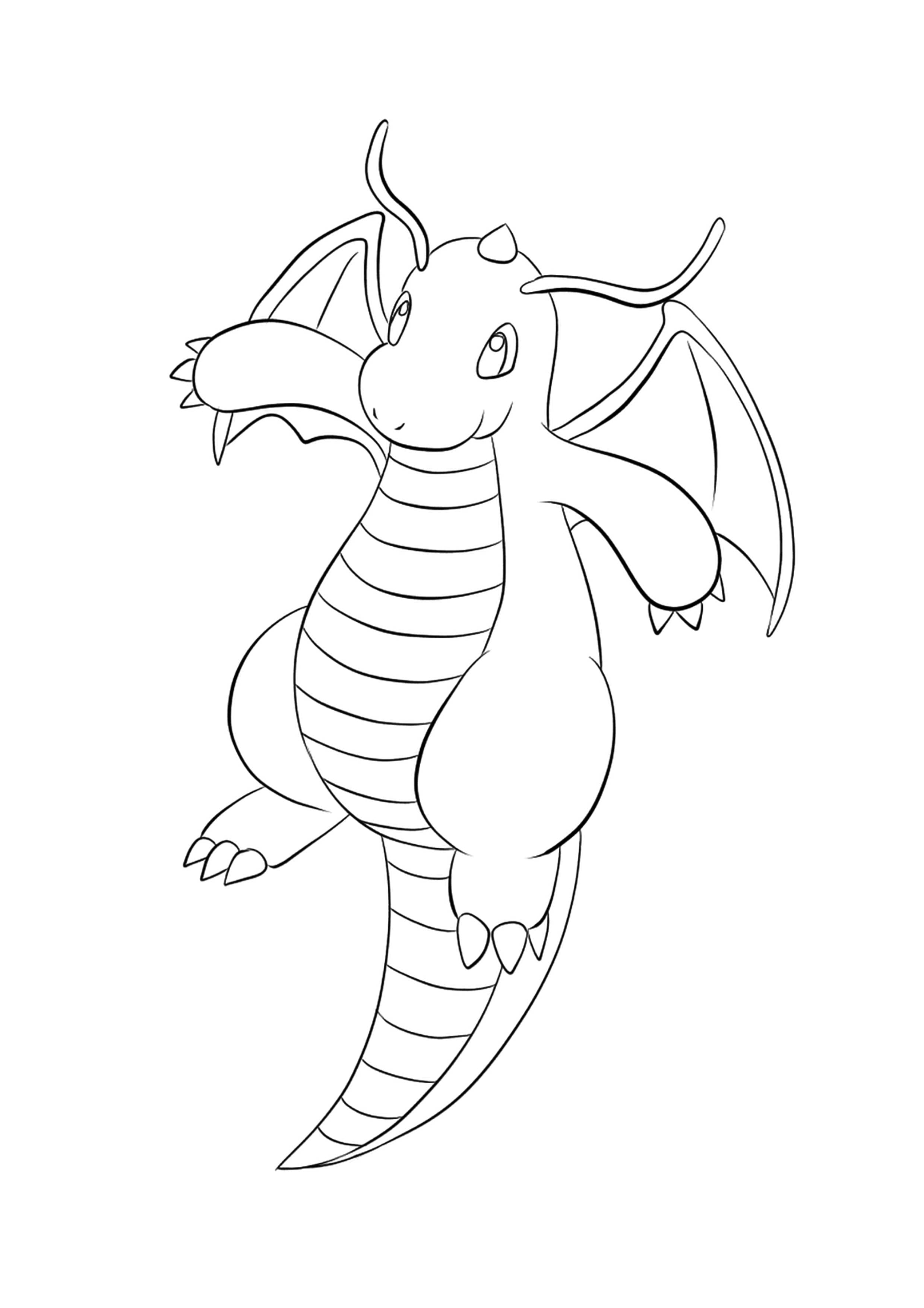 Dragonite coloring page (A4) to print