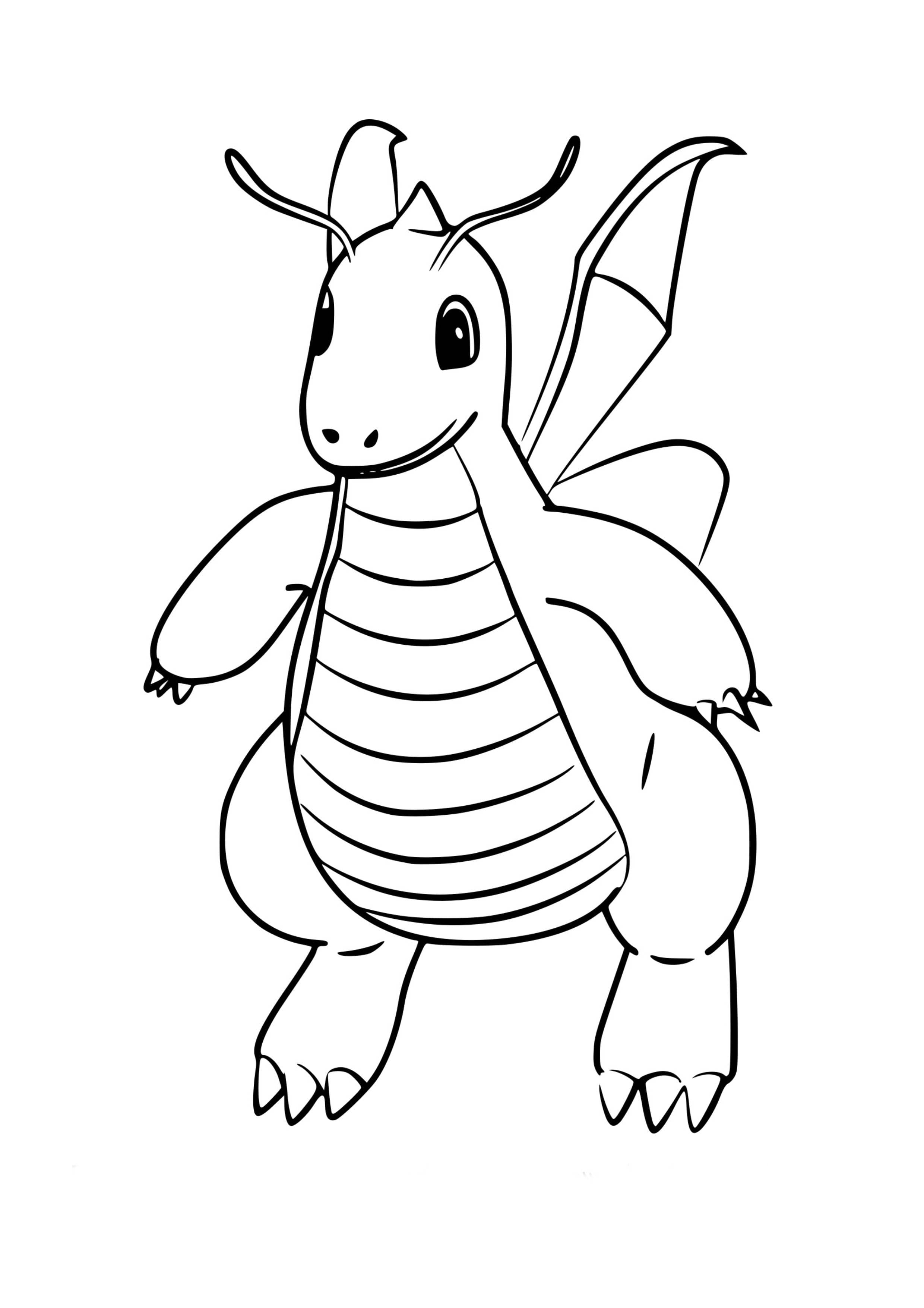 Dragonite coloring page (A4) to print