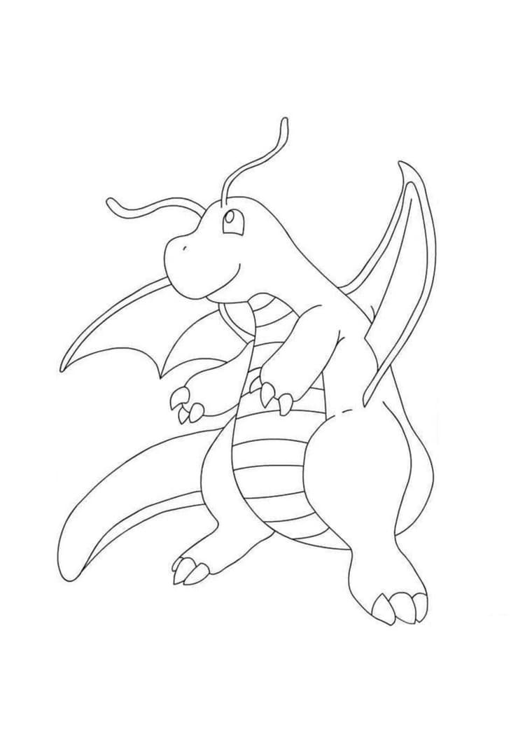 Dragonite coloring page (A4) to print