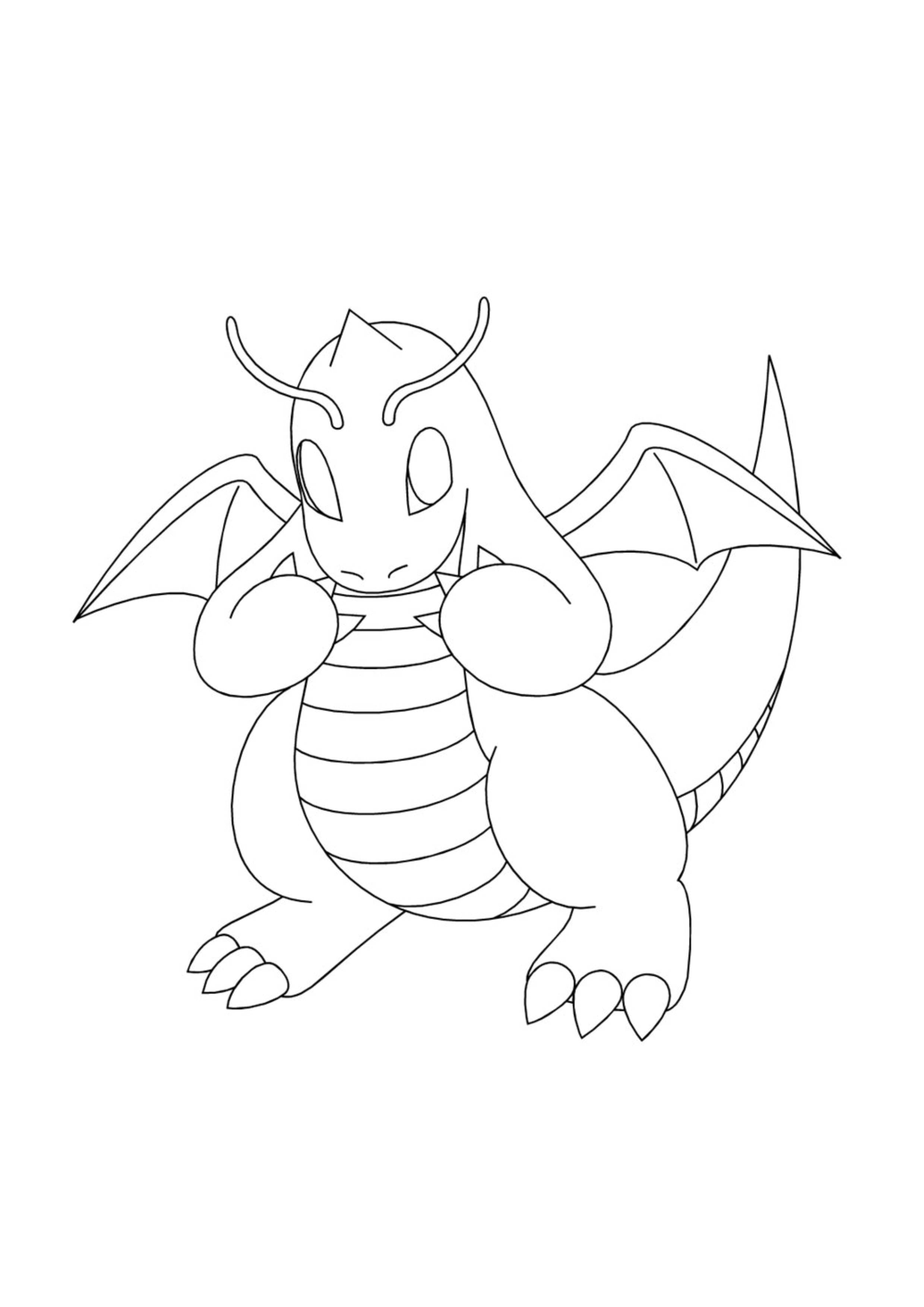Dragonite coloring page (A4) to print