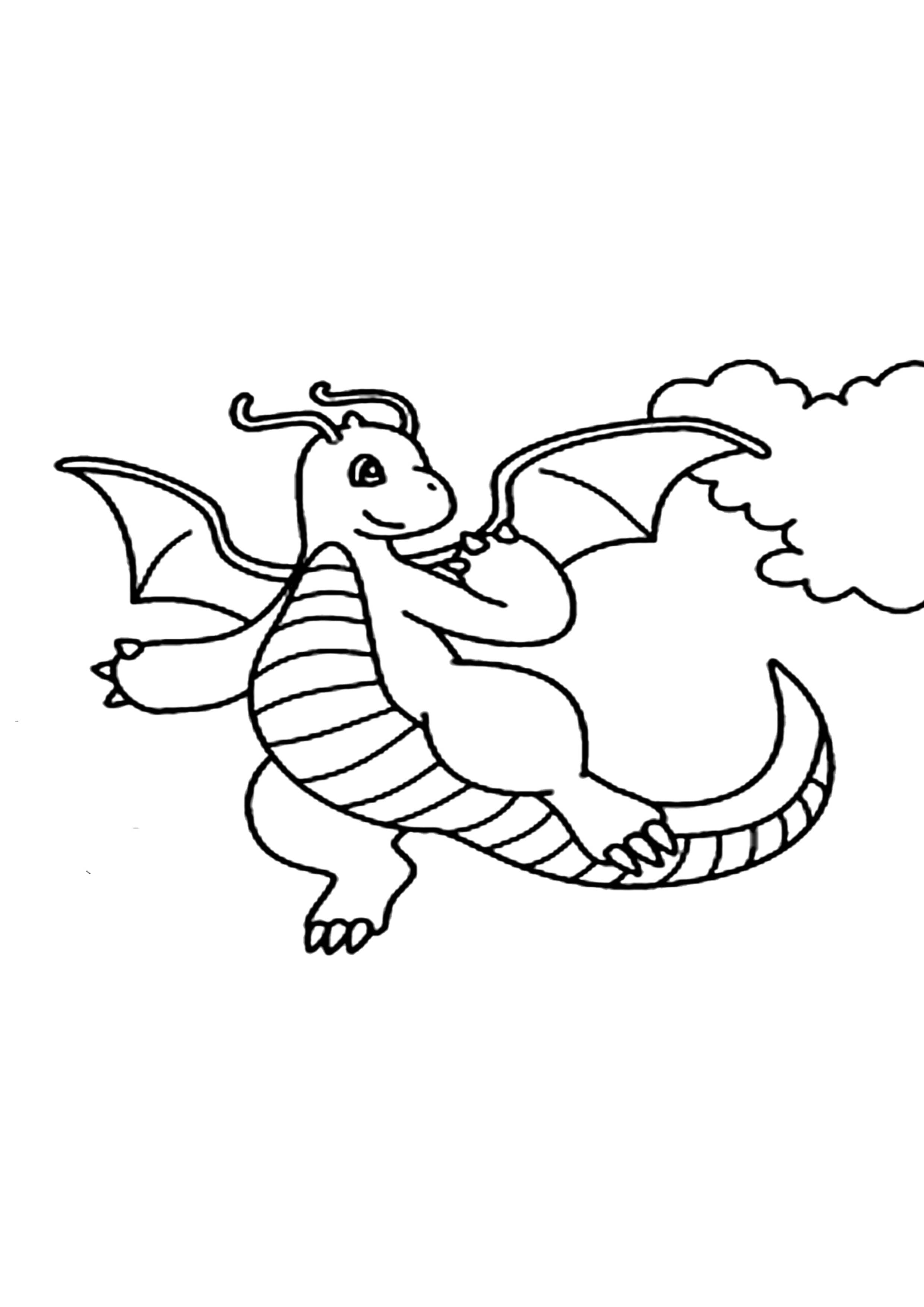 Dragonite coloring page (A4) to print