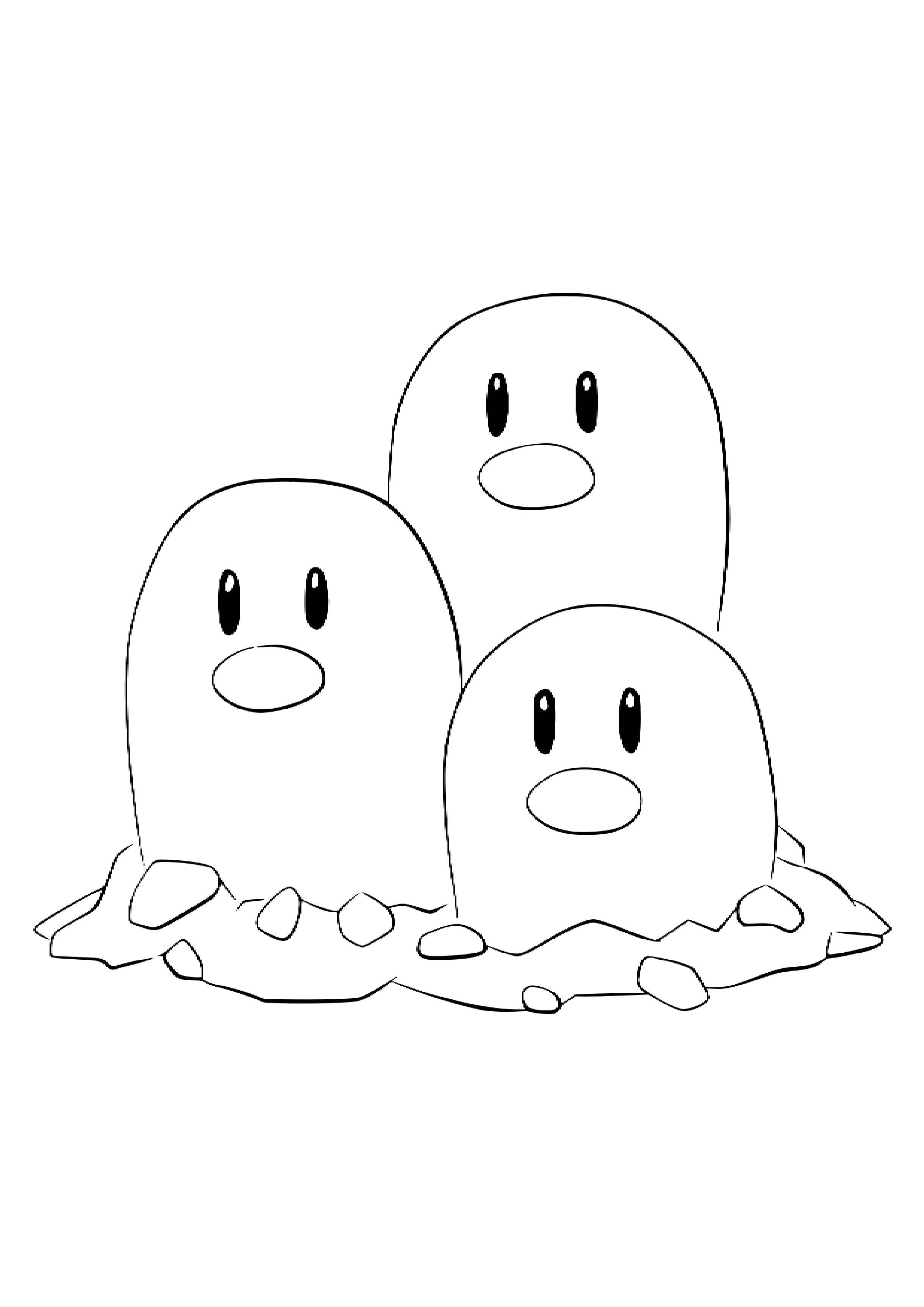 Dugtrio coloring page (A4) to print