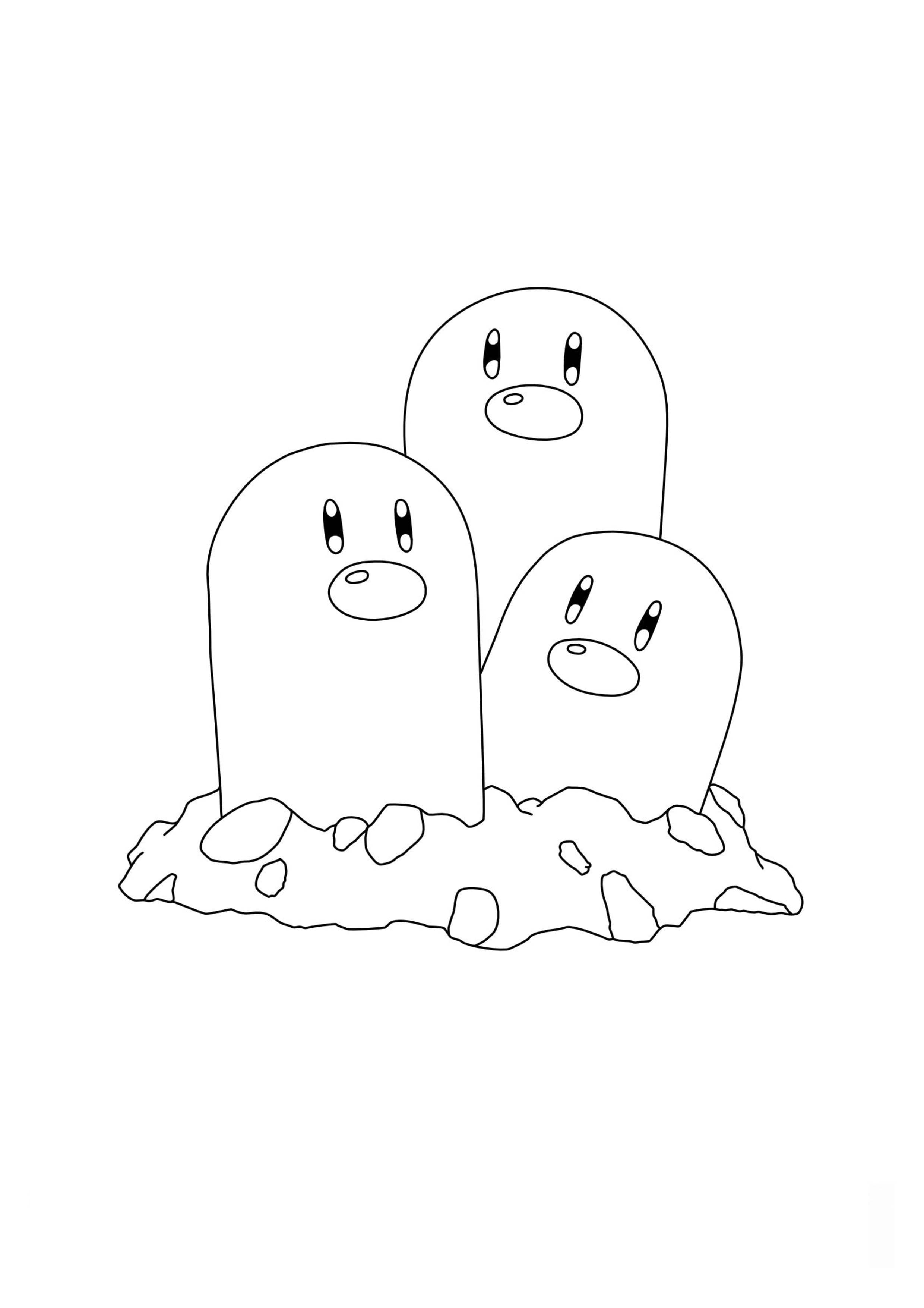 Dugtrio coloring page (A4) to print