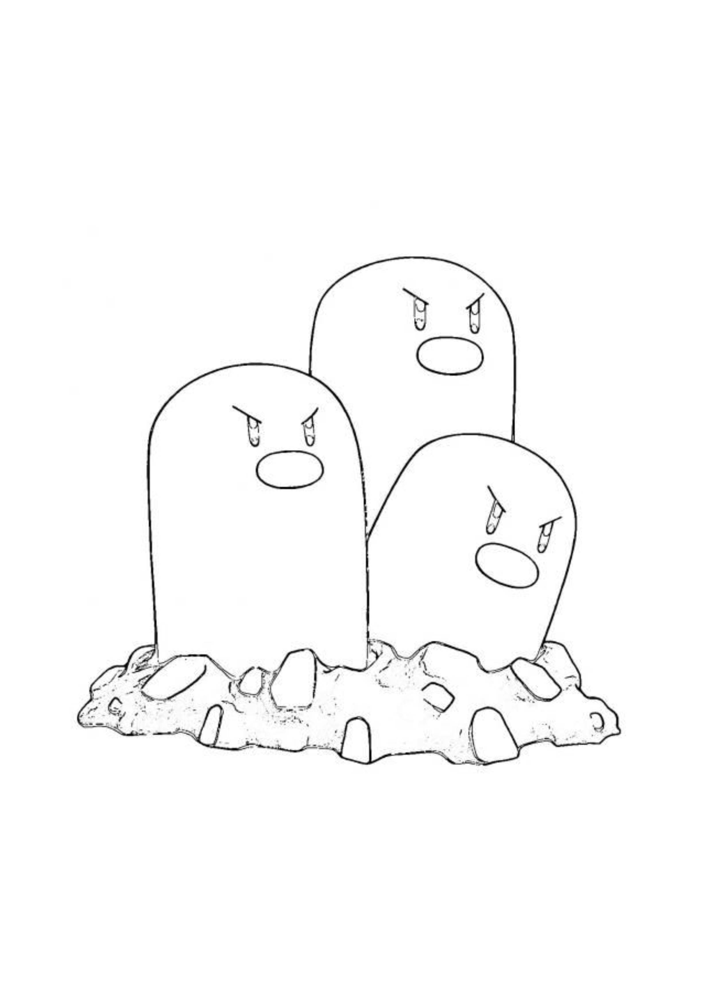 Dugtrio coloring page (A4) to print