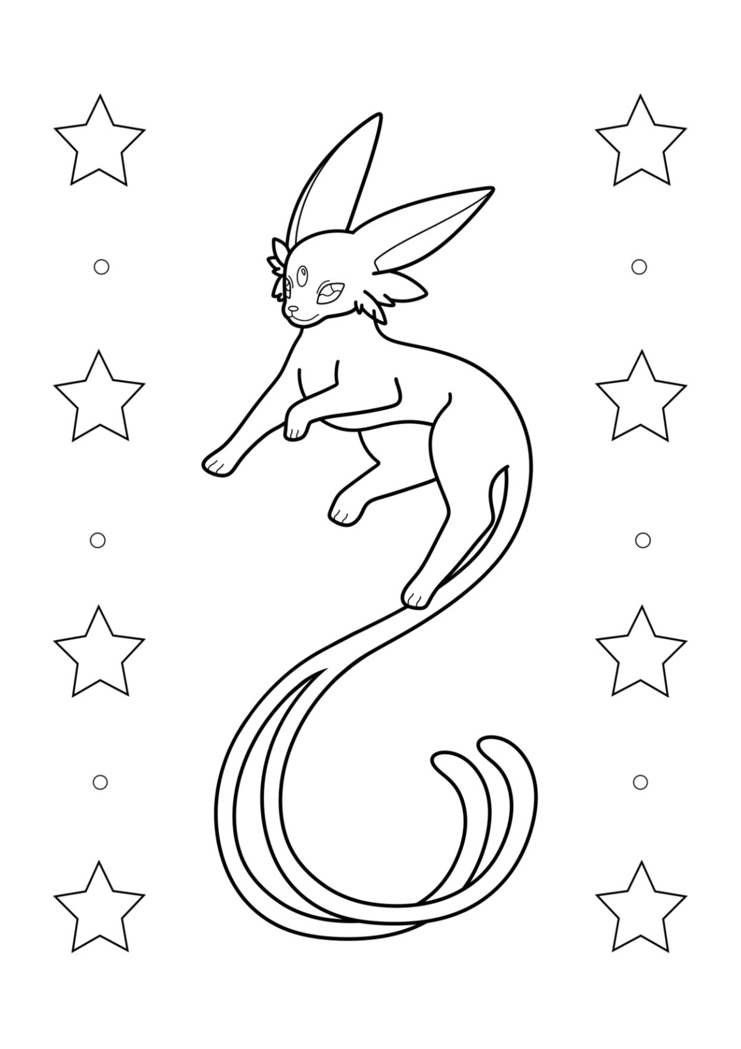 Espeon coloring page (A4) to print