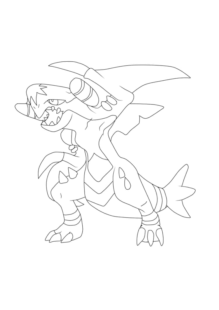 Garchomp coloring page (A4) to print