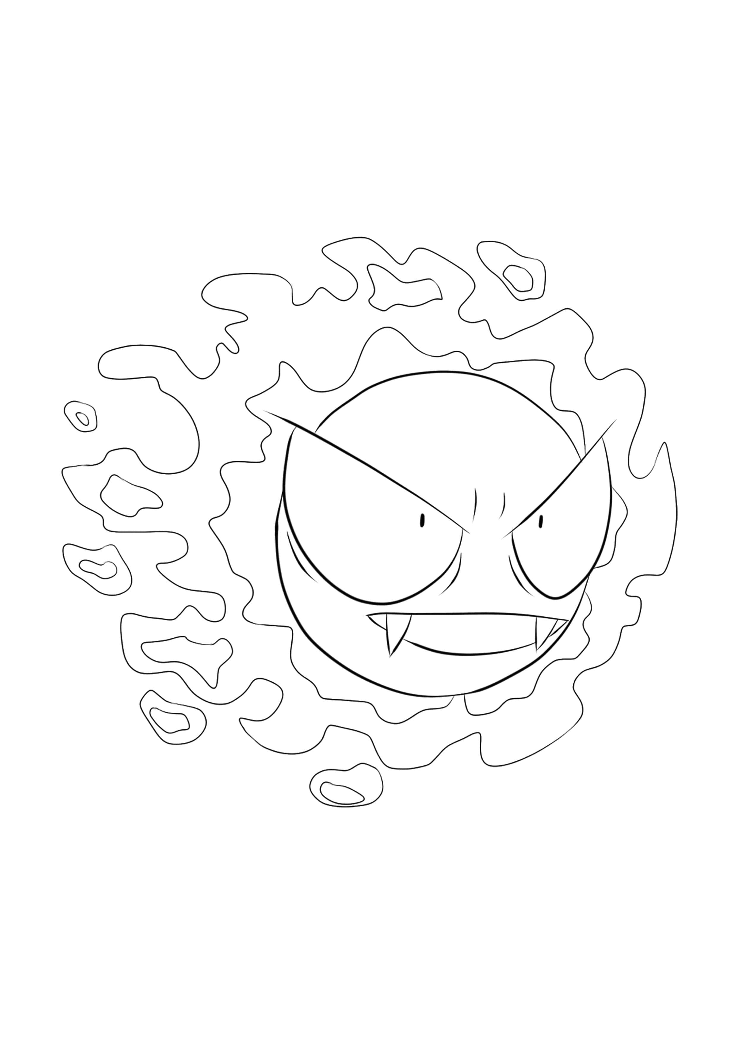 Gastly coloring page (A4) to print