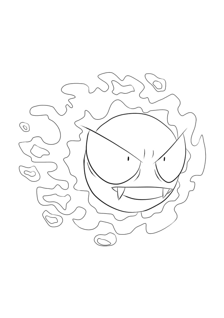Gastly coloring page (A4) to print