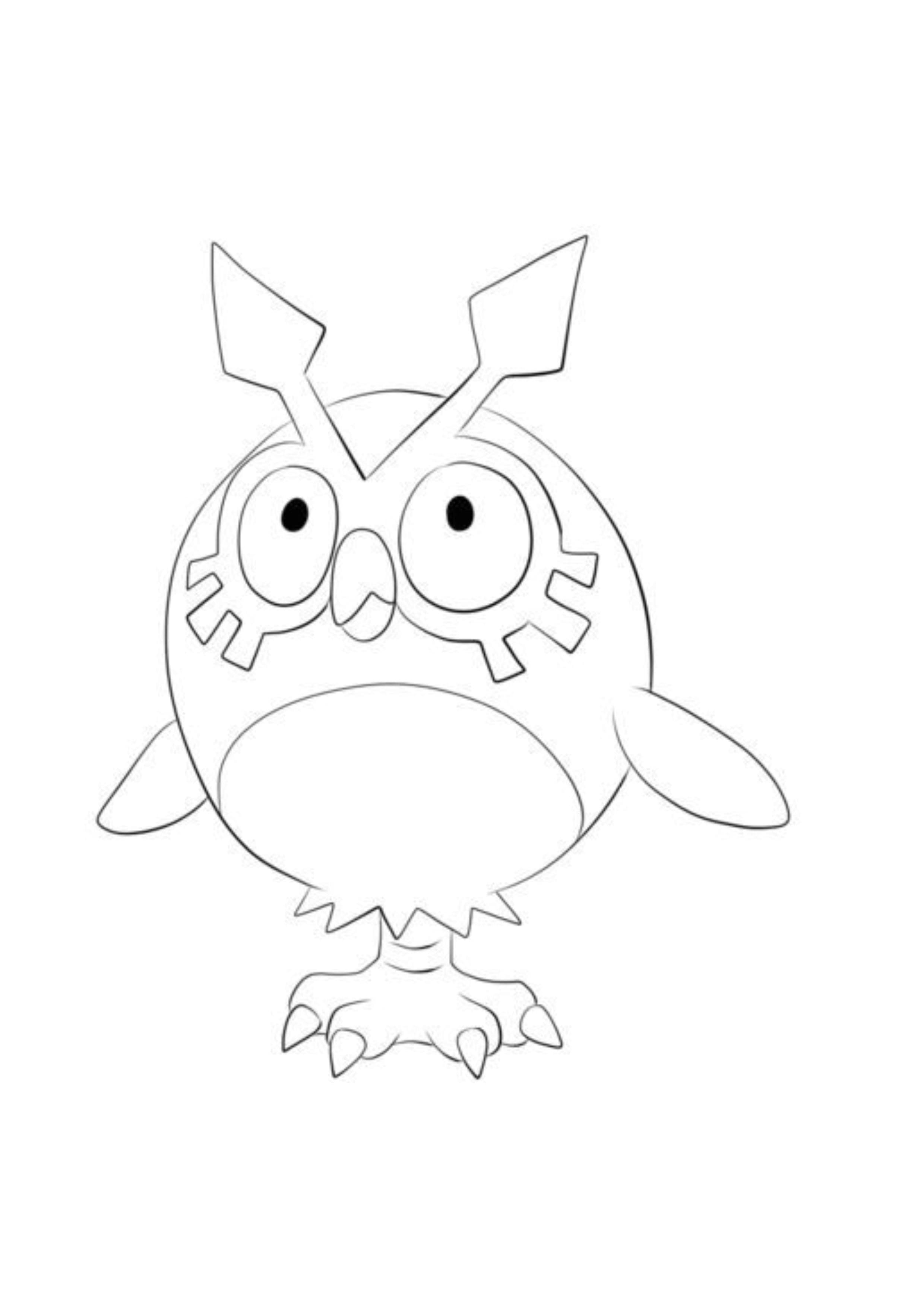 Hoothoot coloring page (A4) to print