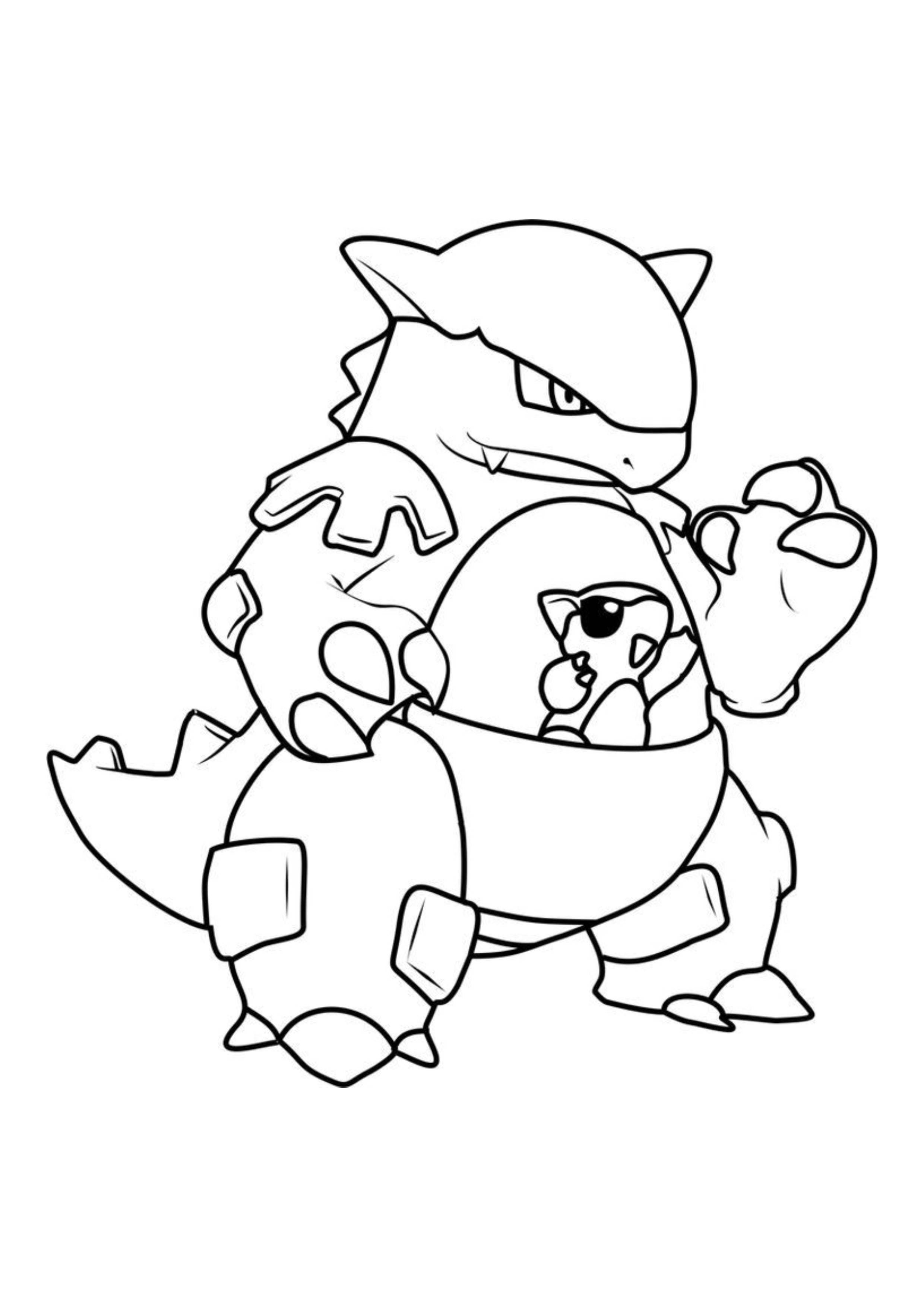 Kangaskhan coloring page (A4) to print