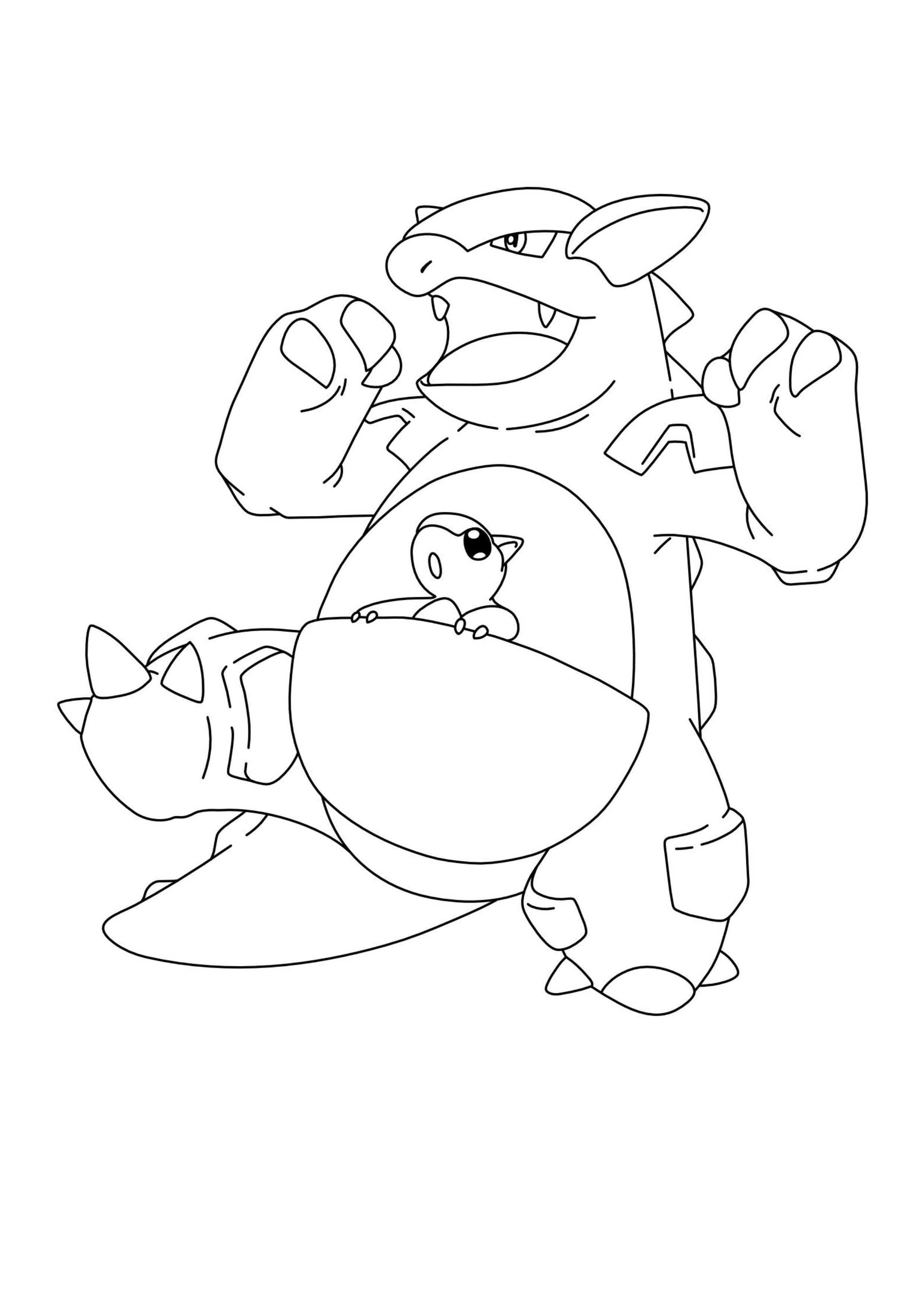 Kangaskhan coloring page (A4) to print