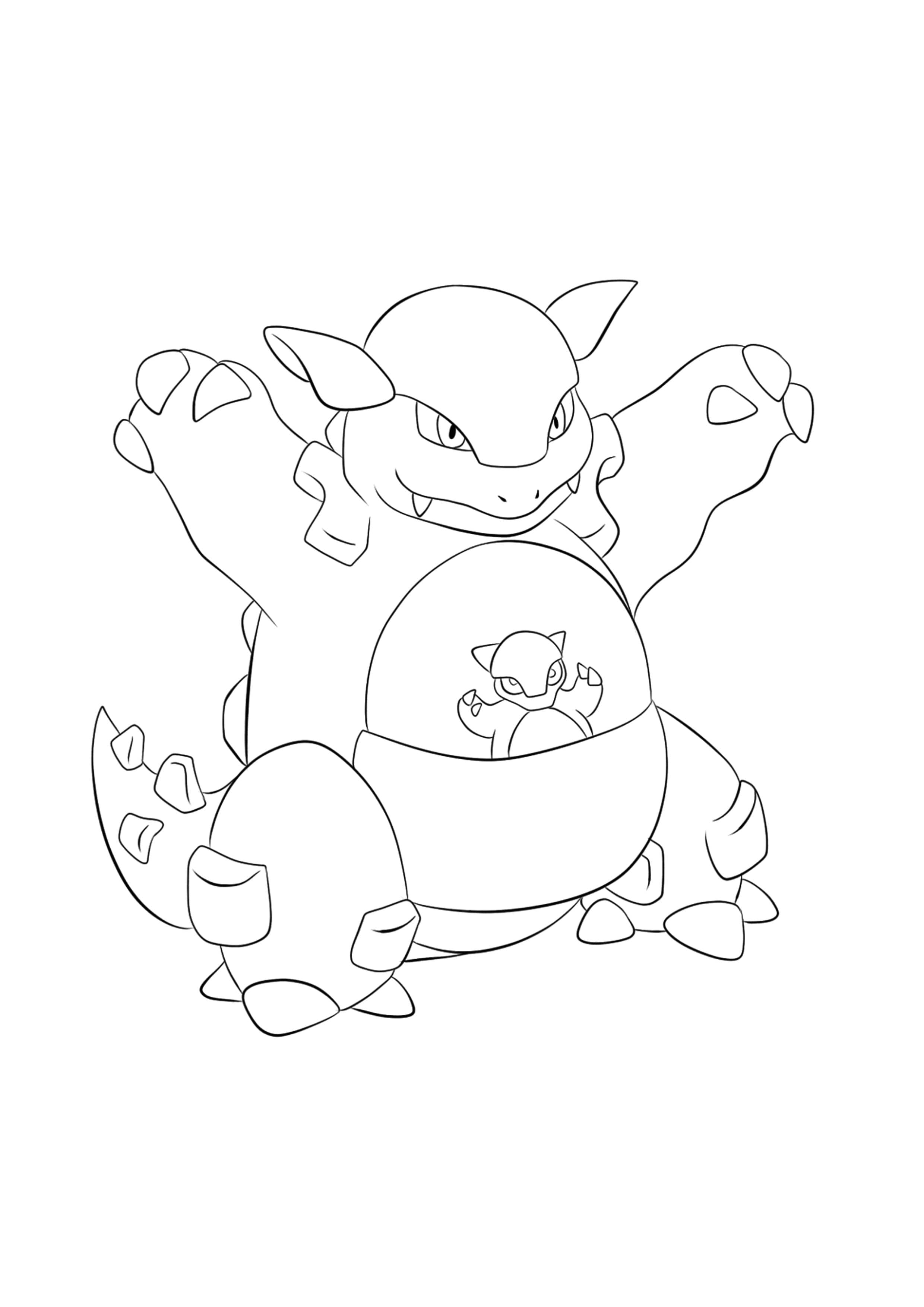 Kangaskhan coloring page (A4) to print