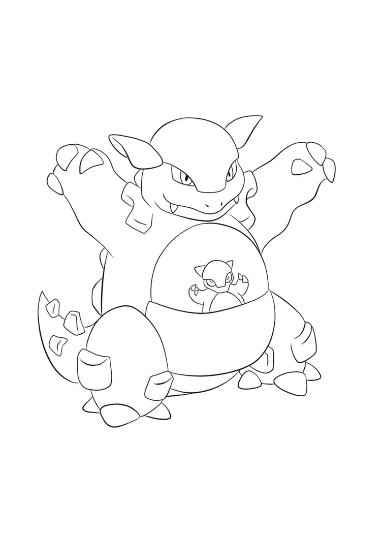 Kangaskhan coloring page (A4) to print