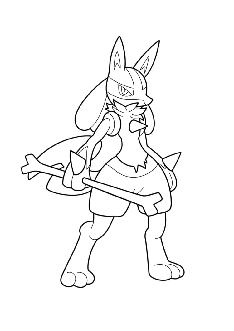 Lucario coloring page (A4) to print