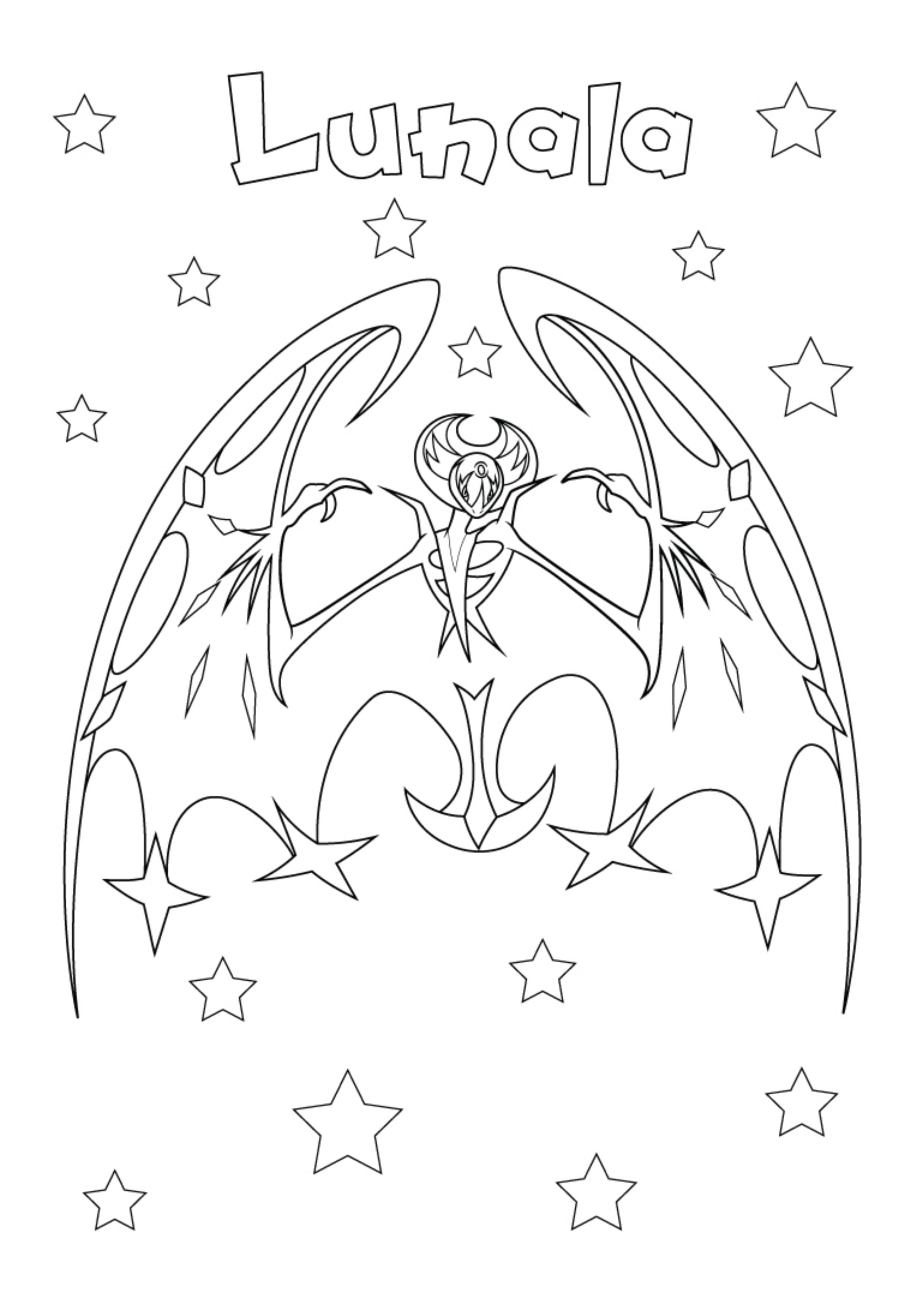 Lunala coloring page (A4) to print