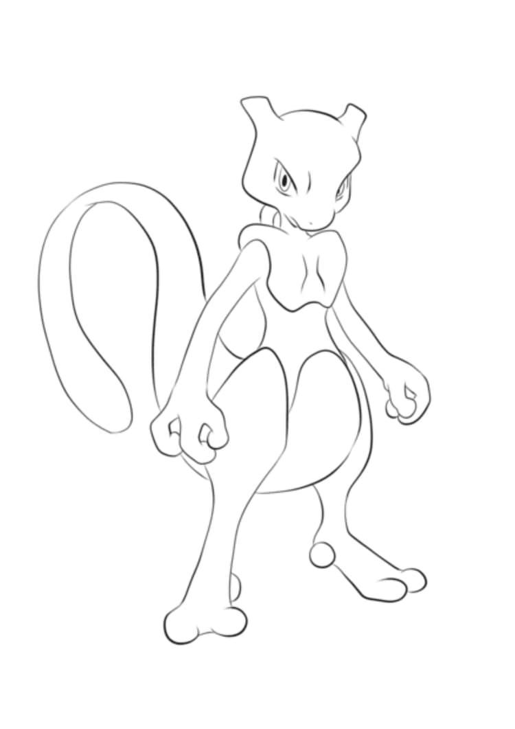 Mewtwo coloring page (A4) to print