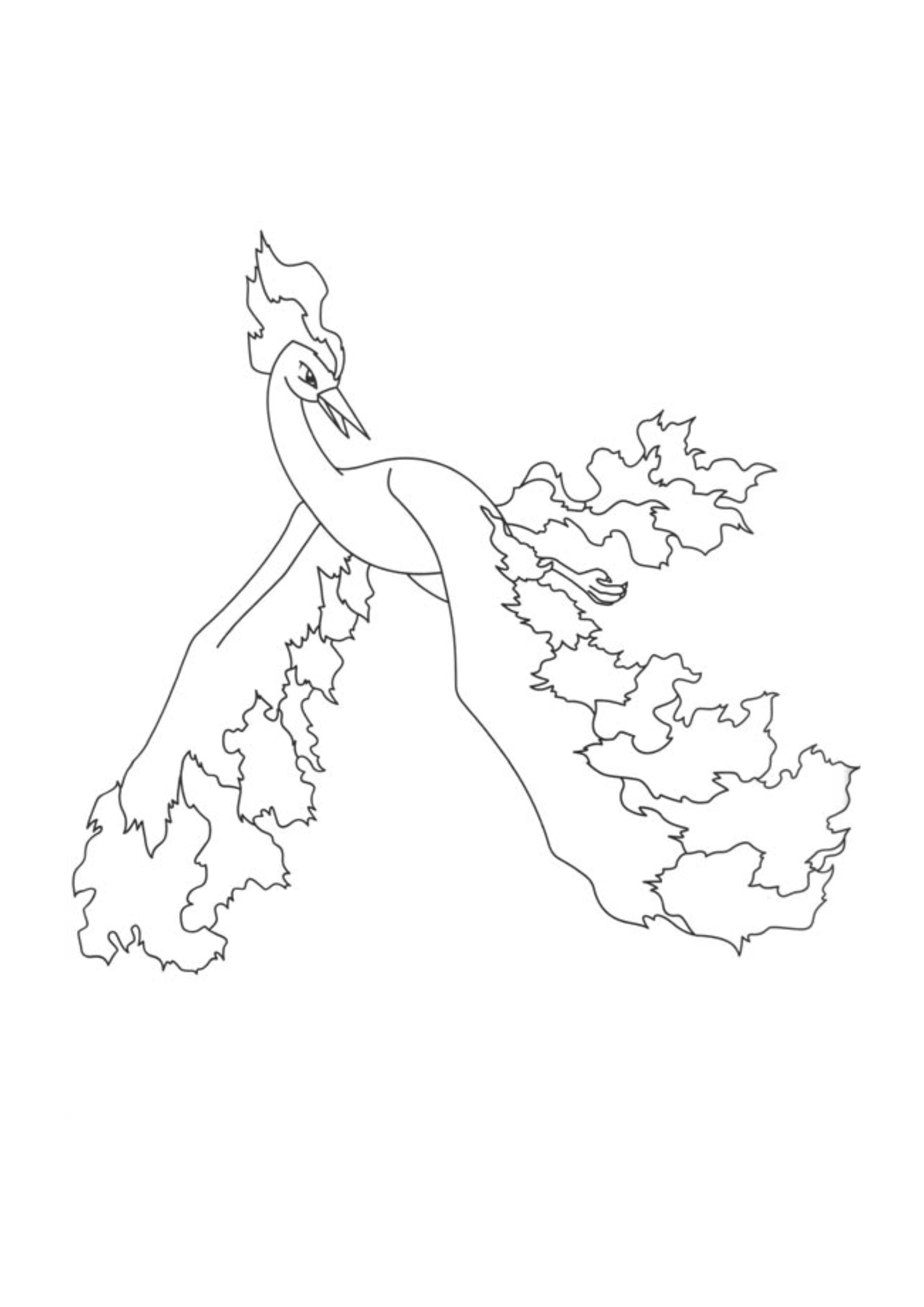 Moltres coloring page (A4) to print