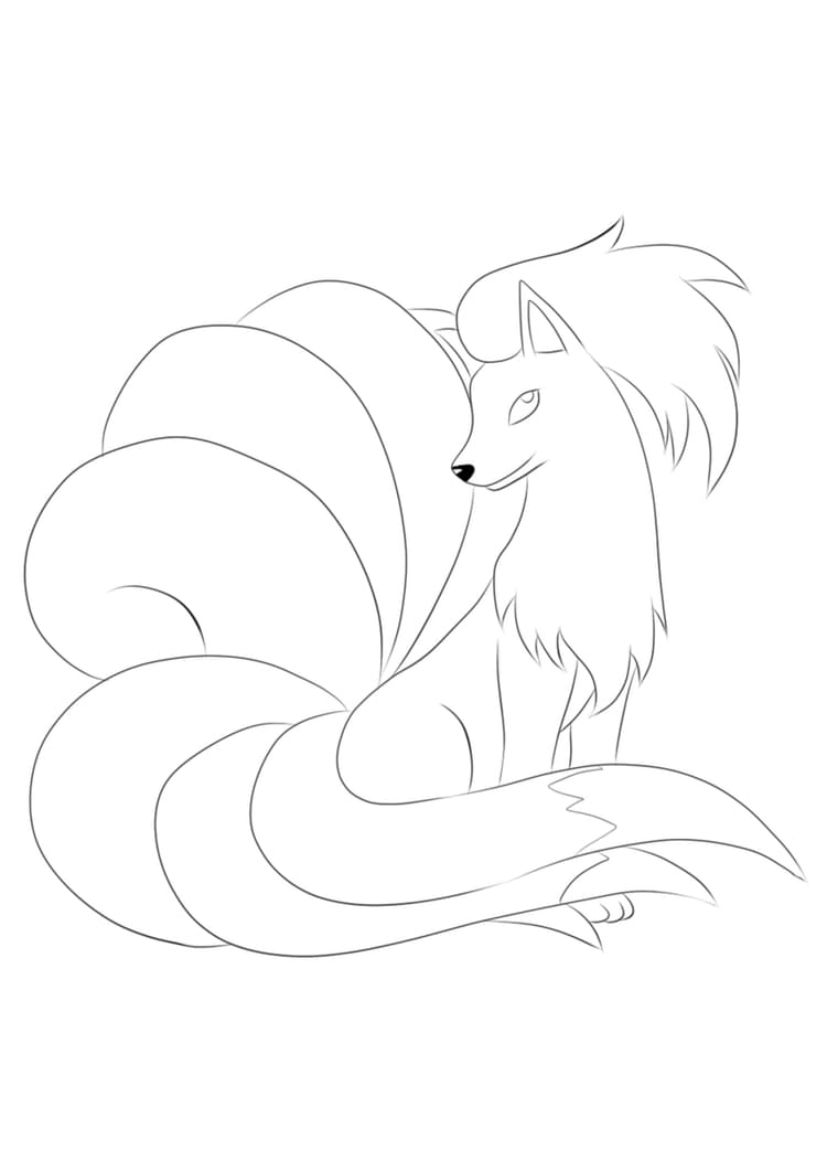 Ninetales coloring page (A4) to print