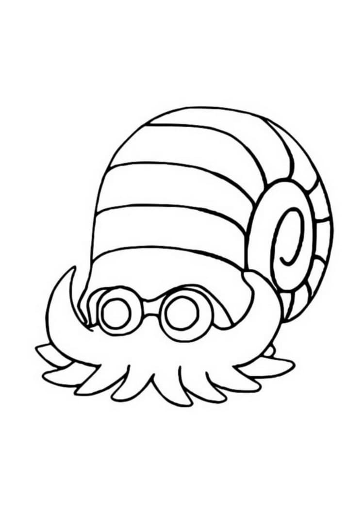 Omanyte coloring page (A4) to print