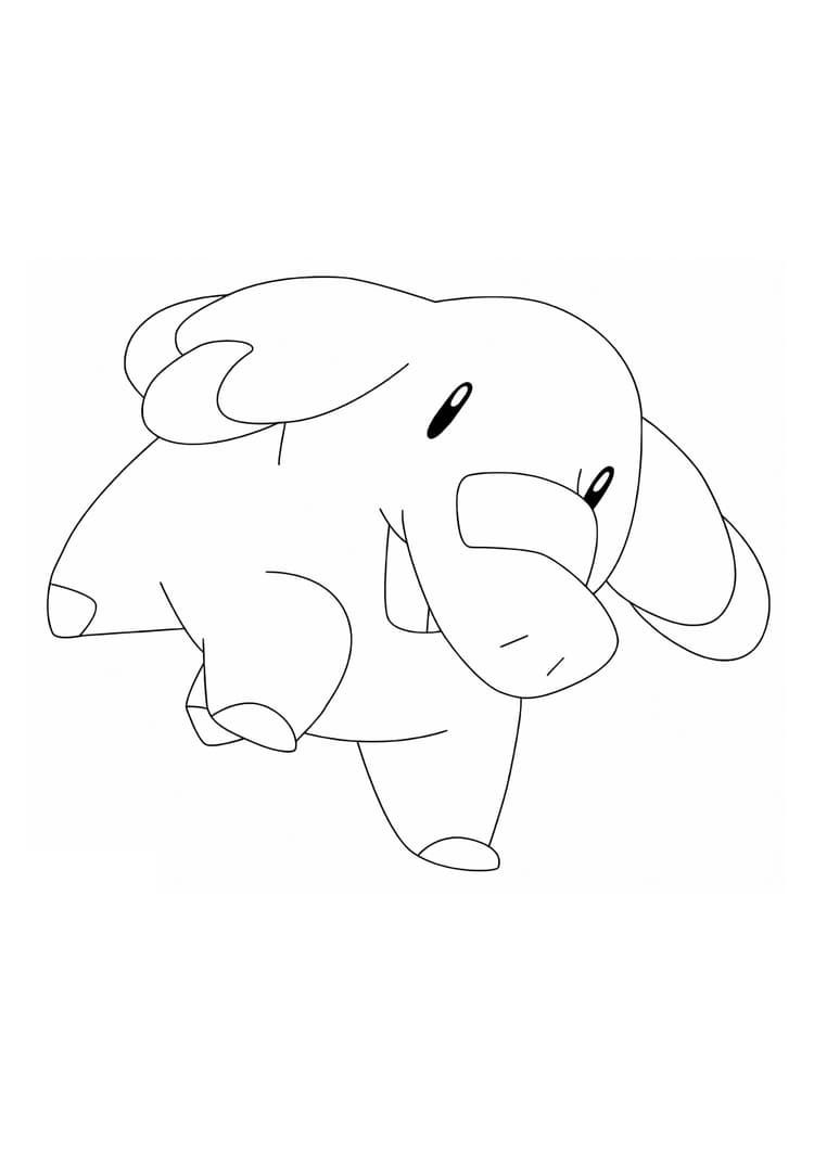 Phanpy coloring page (A4) to print