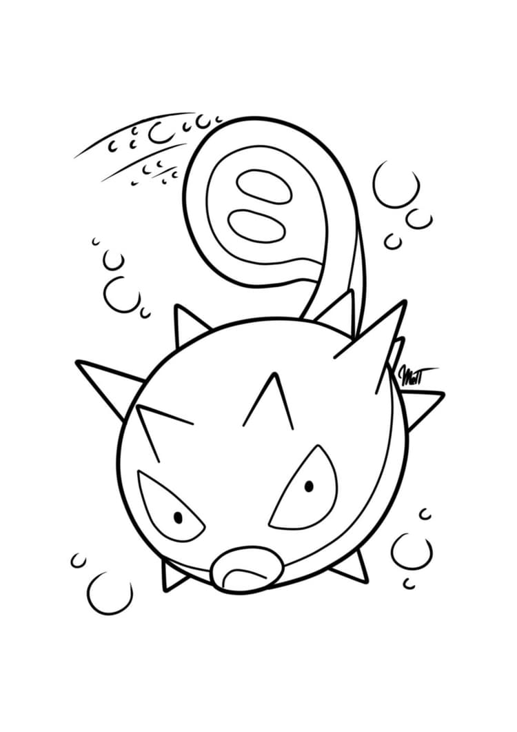 Qwilfish coloring page (A4) to print