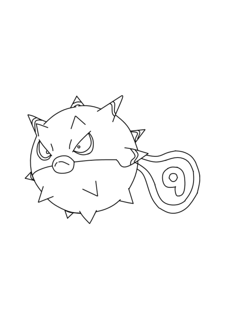 Qwilfish coloring page (A4) to print
