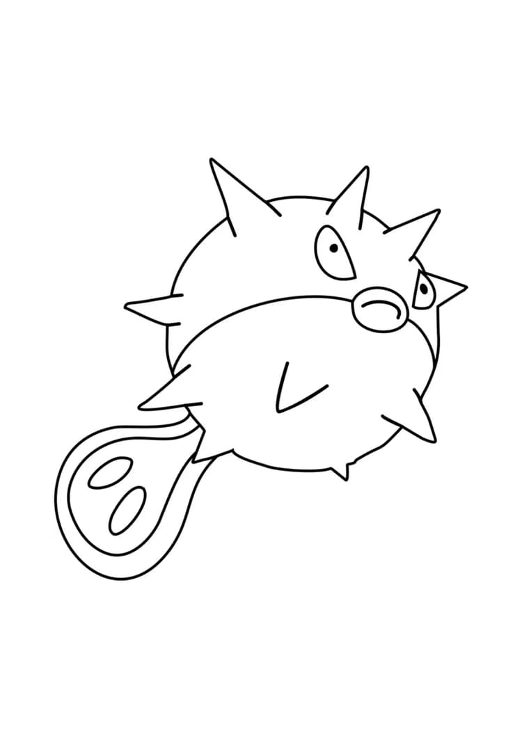 Qwilfish coloring page (A4) to print