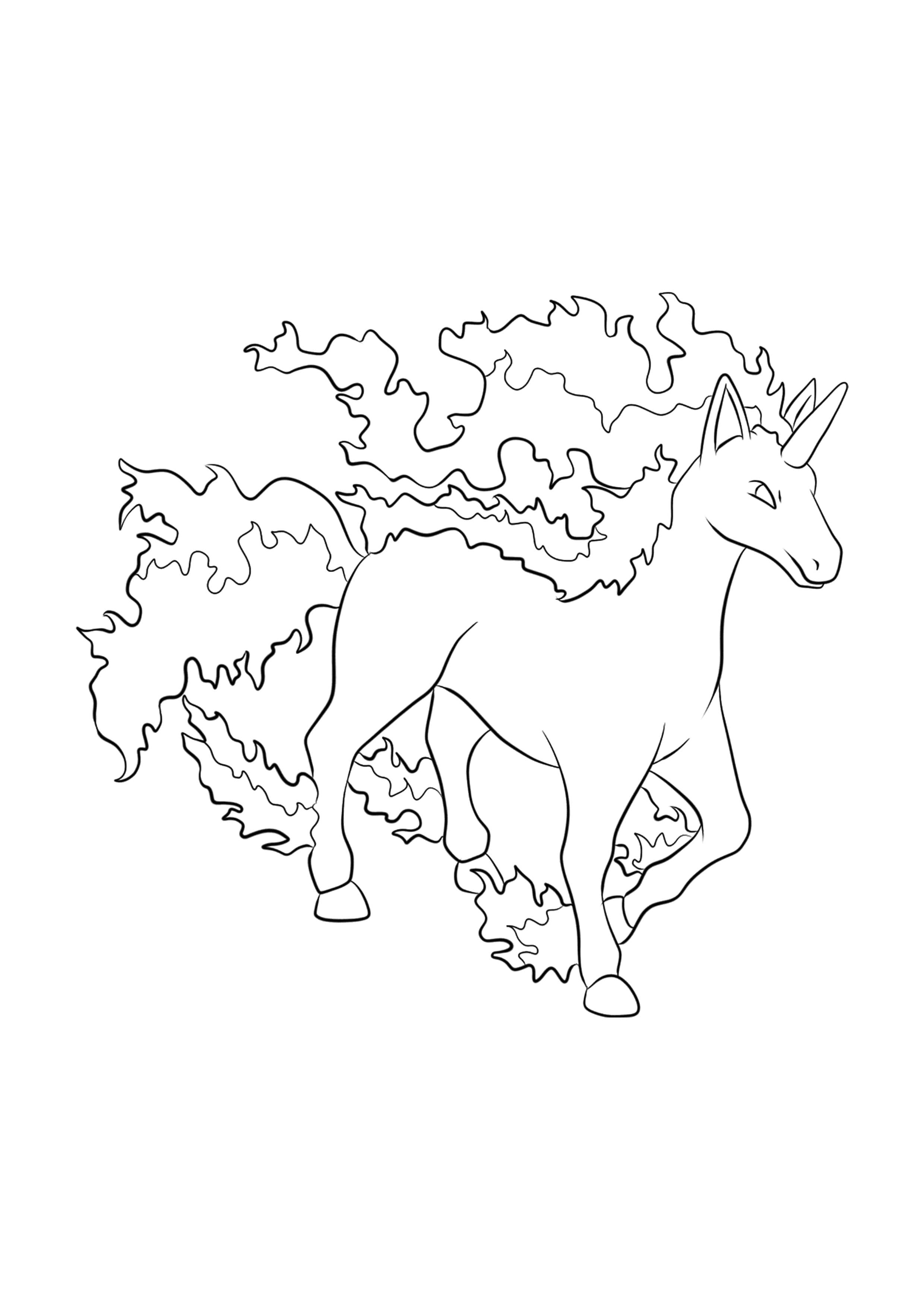 Rapidash coloring page (A4) to print