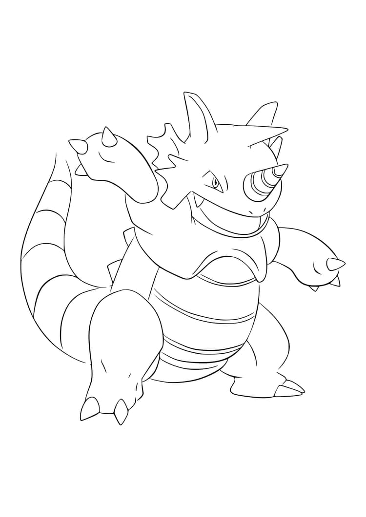 Rhydon coloring page (A4) to print