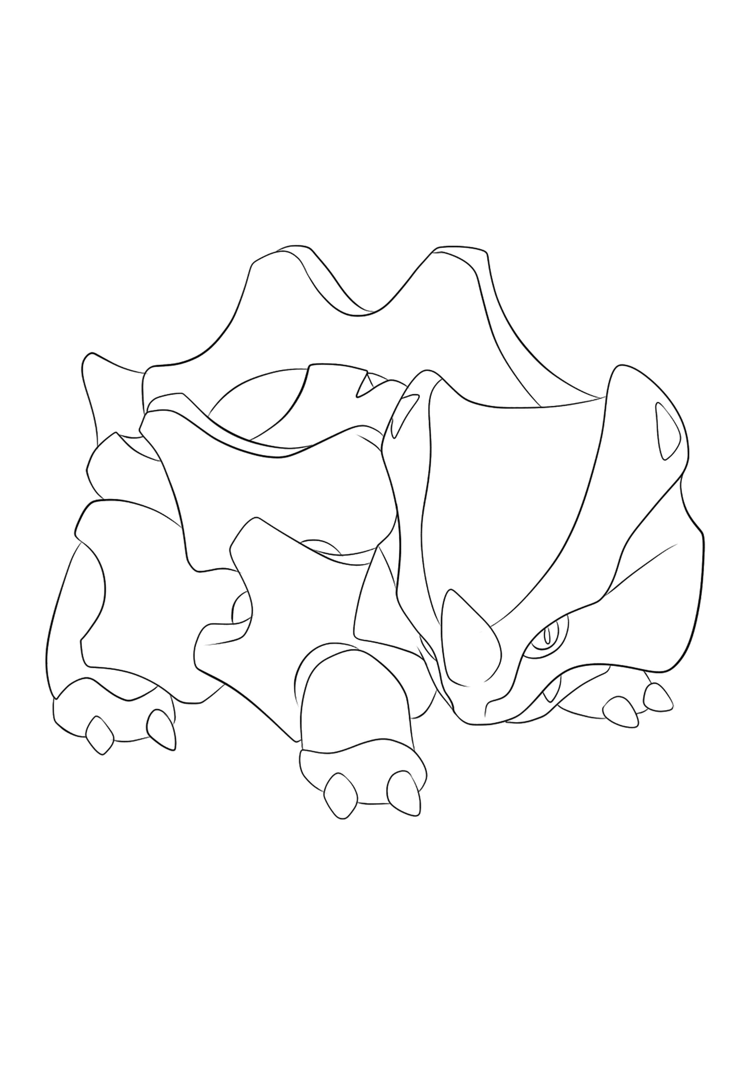 Rhyhorn coloring page (A4) to print