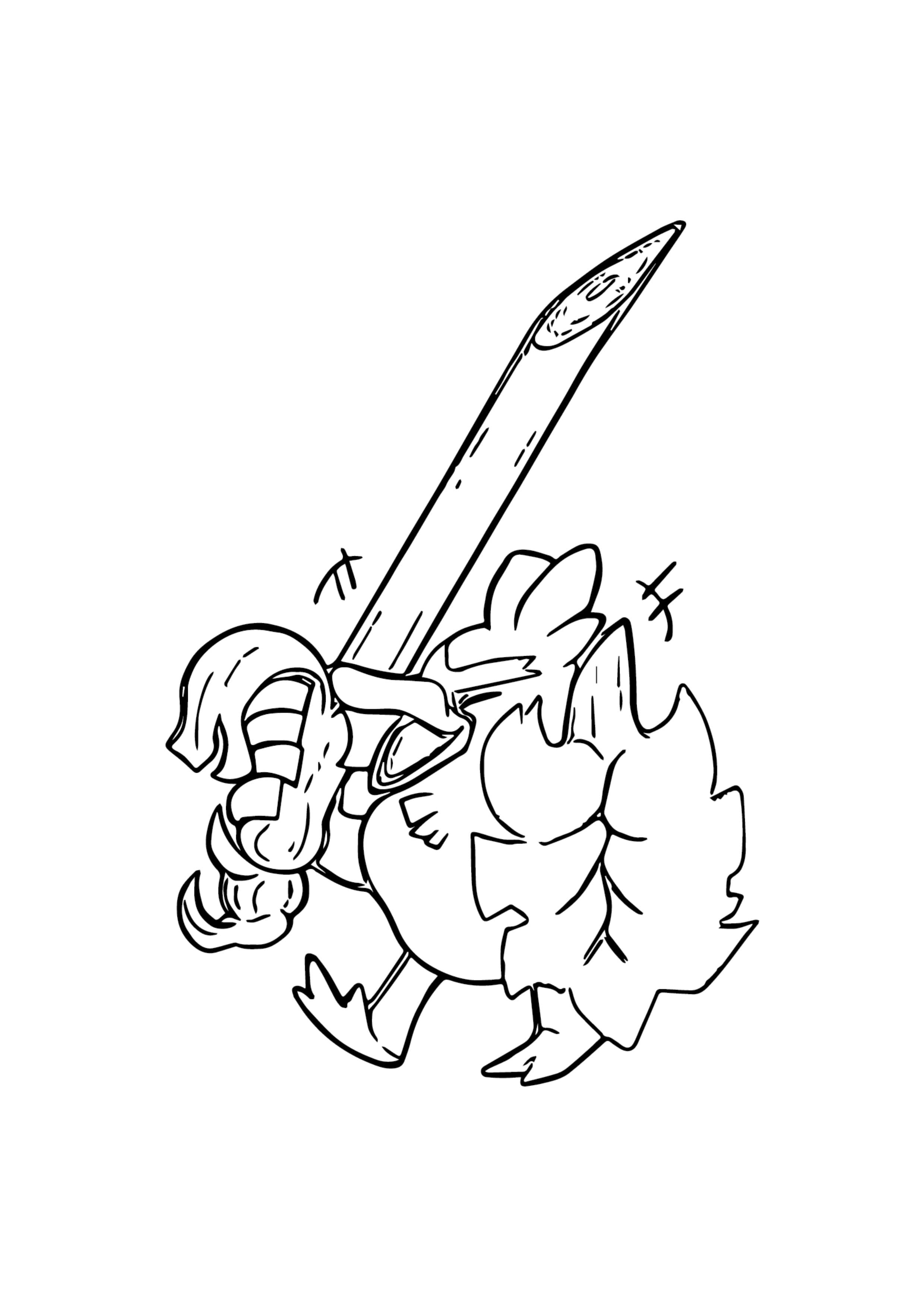 Sirfetch'd coloring page (A4) to print