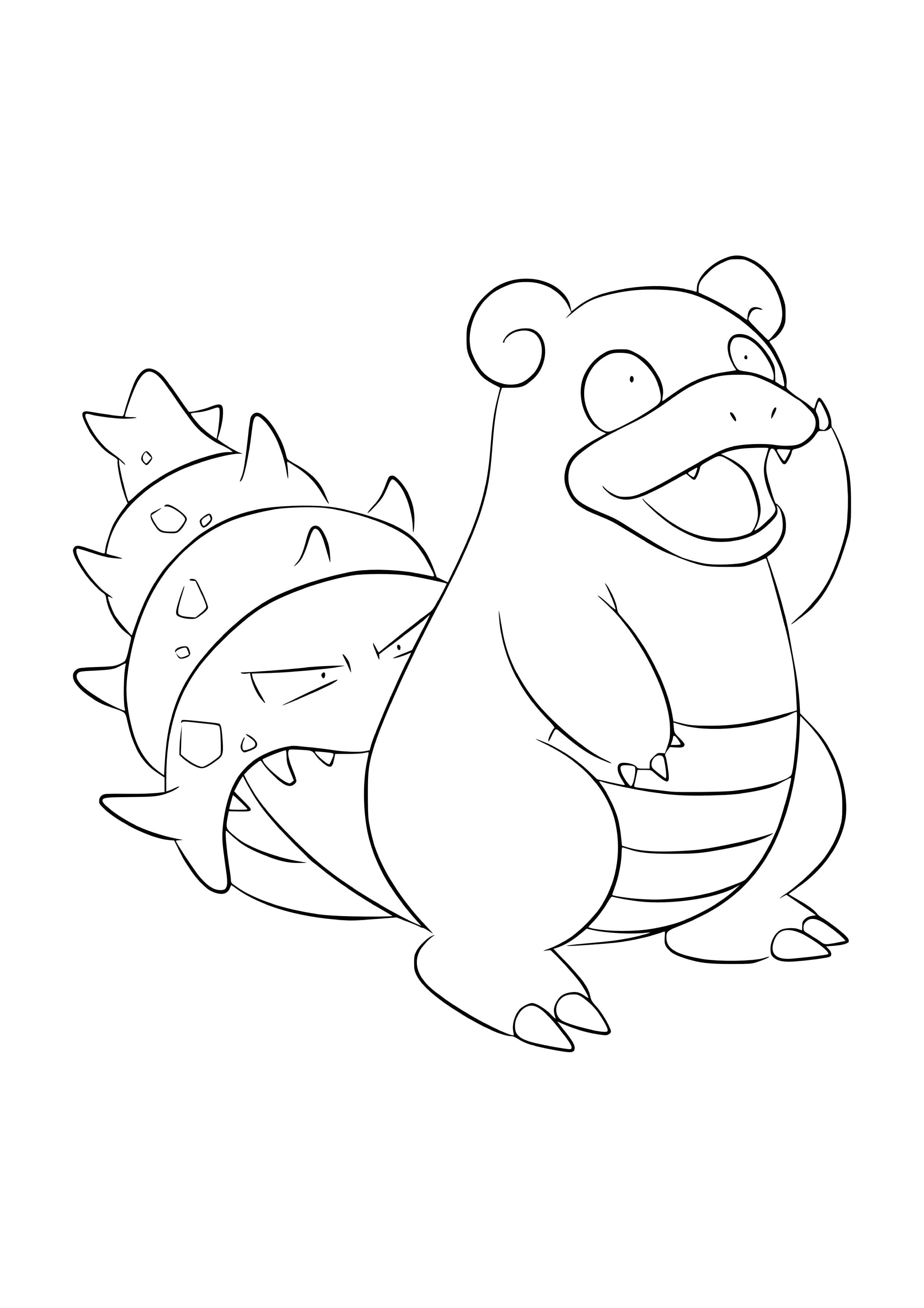 Slowbro coloring page (A4) to print