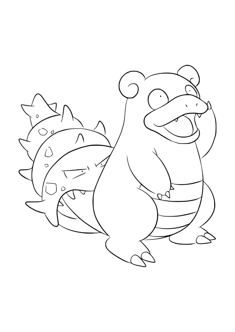 Slowbro coloring page (A4) to print