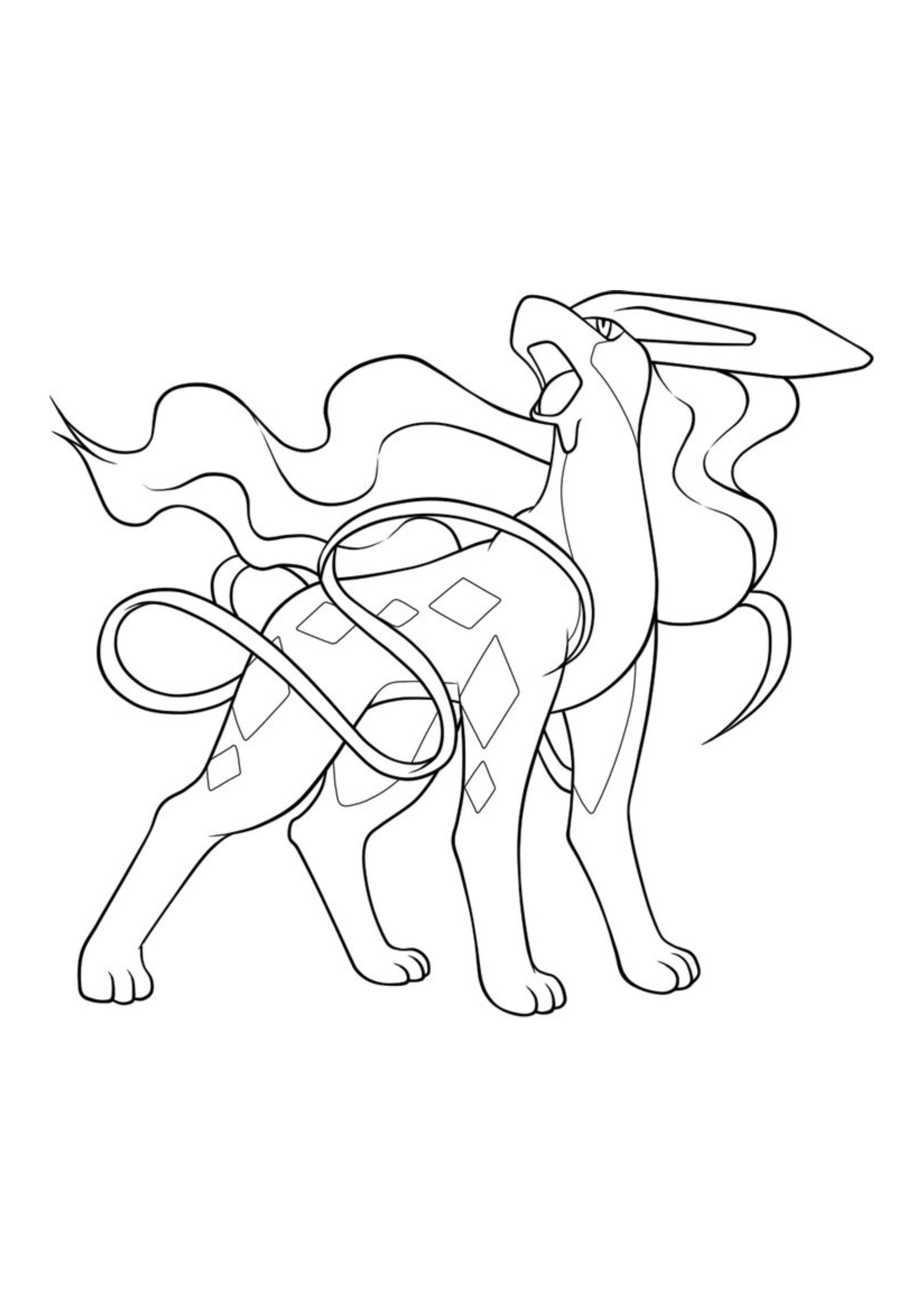 Suicune coloring page (A4) to print