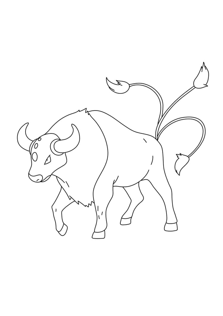 Tauros coloring page (A4) to print