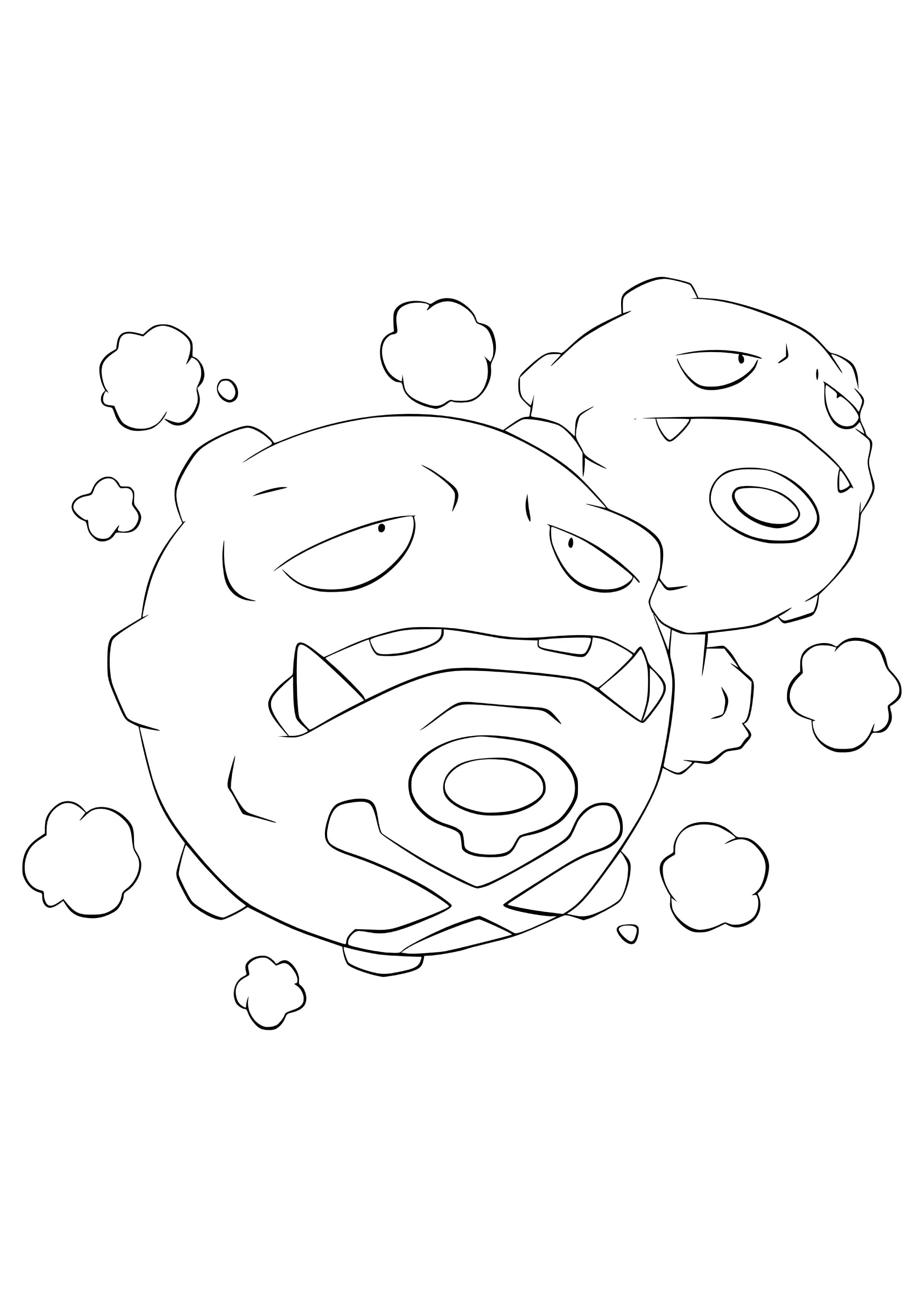 Weezing coloring page (A4) to print