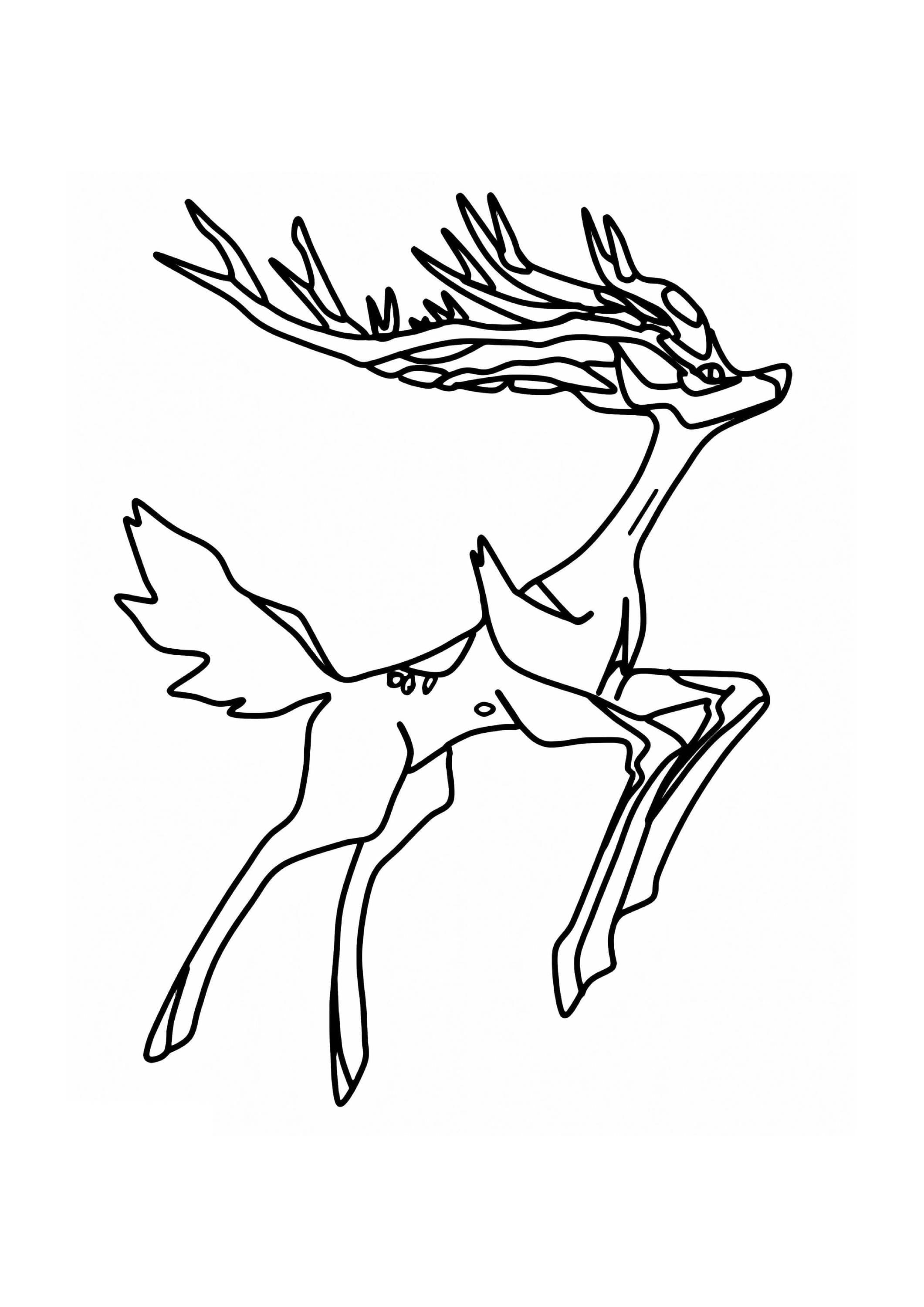 Xerneas coloring page (A4) to print