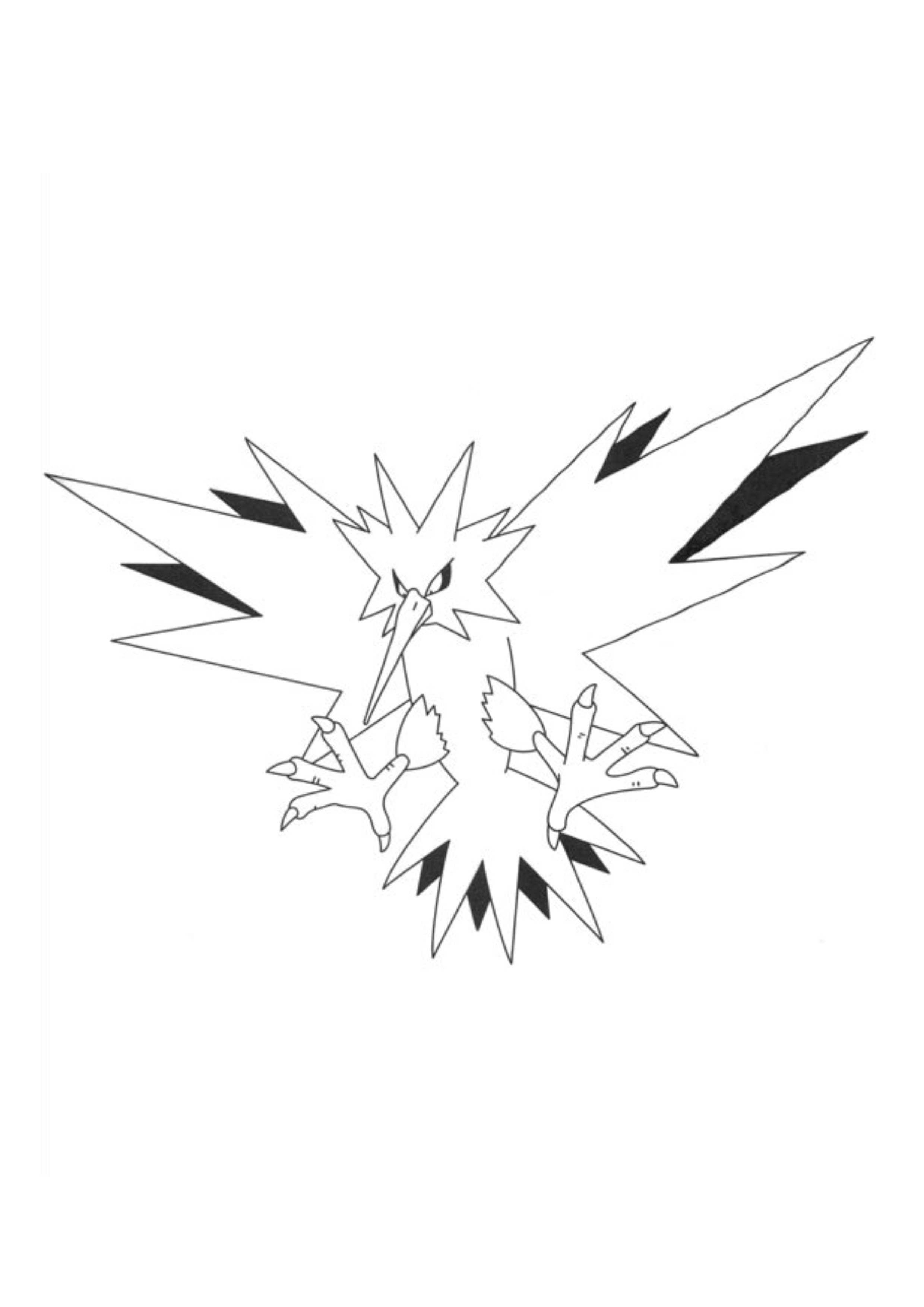 Zapdos coloring page (A4) to print