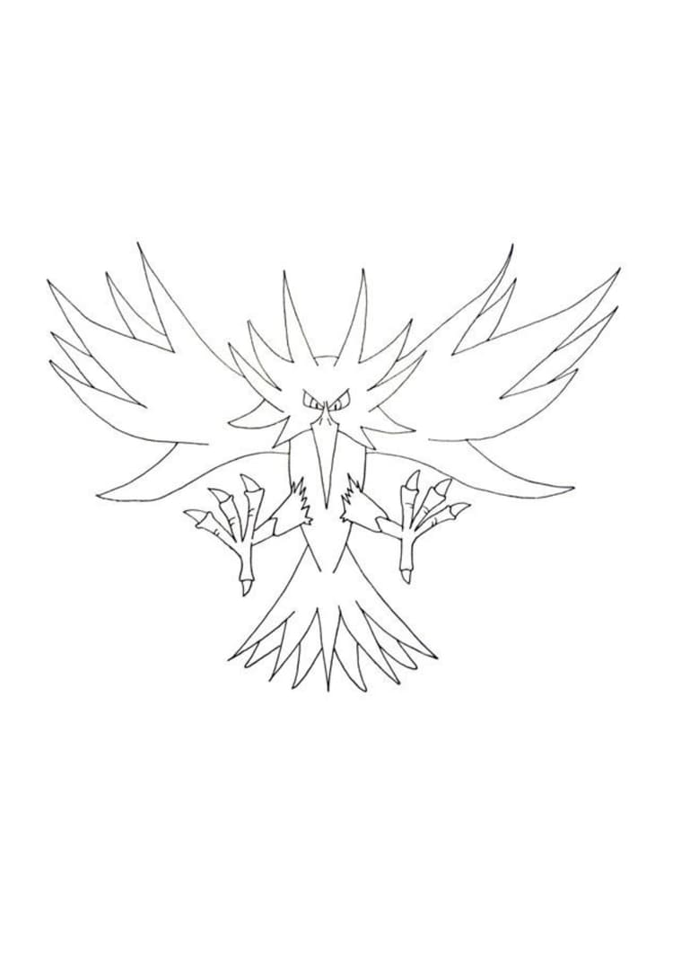Zapdos coloring page (A4) to print